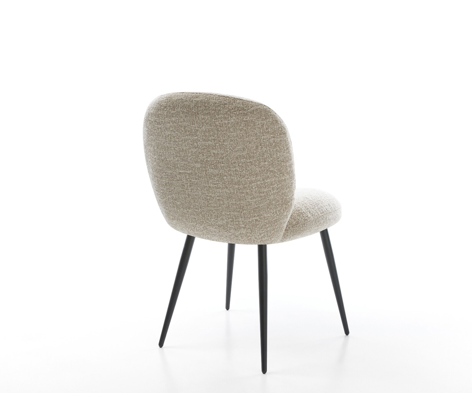 Chaise-de-salle-à-manger Nube-Flex tissu tissé doux beige 4 pieds coniques noir resorts ensachés 5