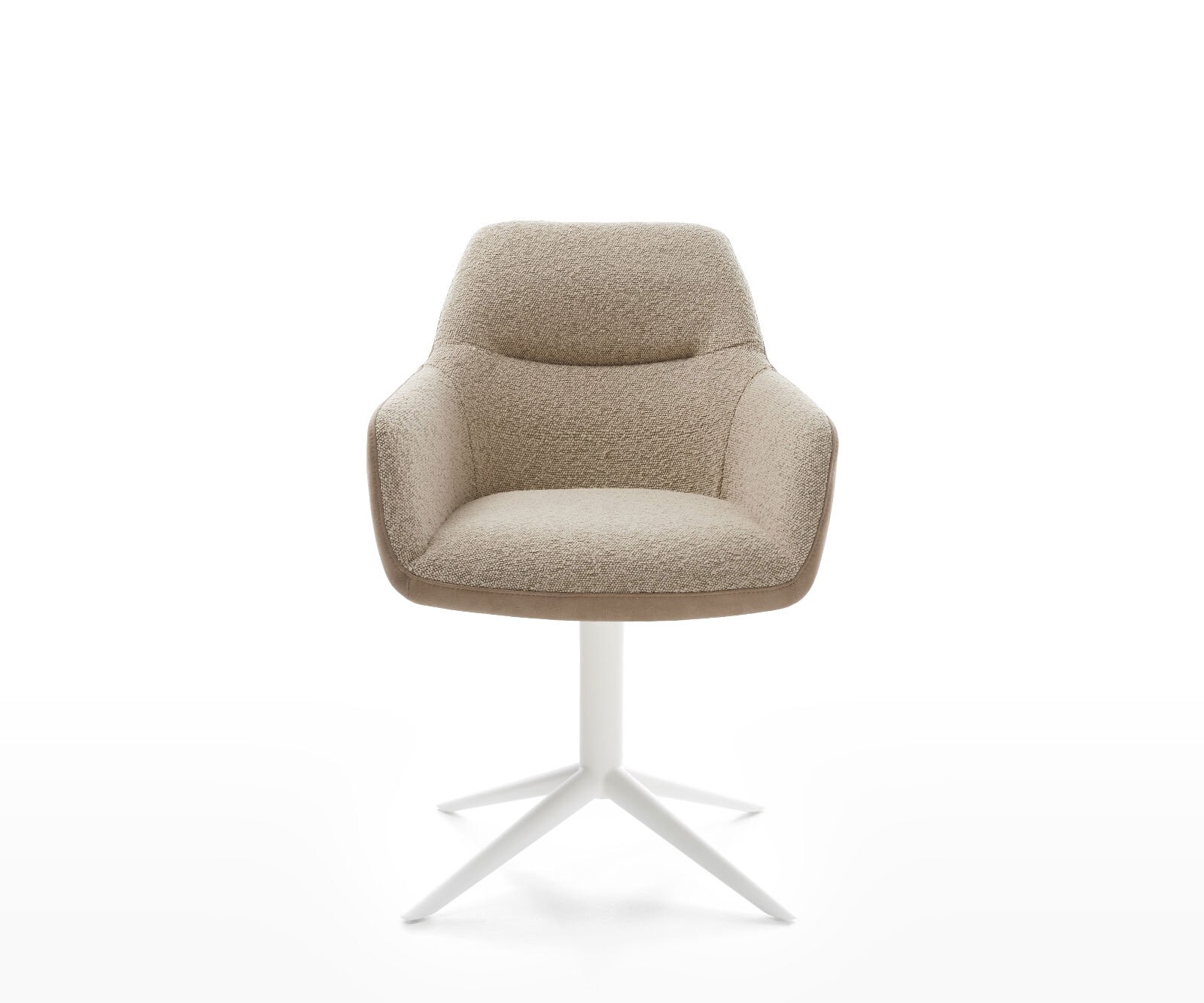 Chaise-pivotante Pejo-Flex tissu mixte couleur boue pied de chaise 4 branches blanc pivotement sur 360° fonction bascule ressorts ensachés 1