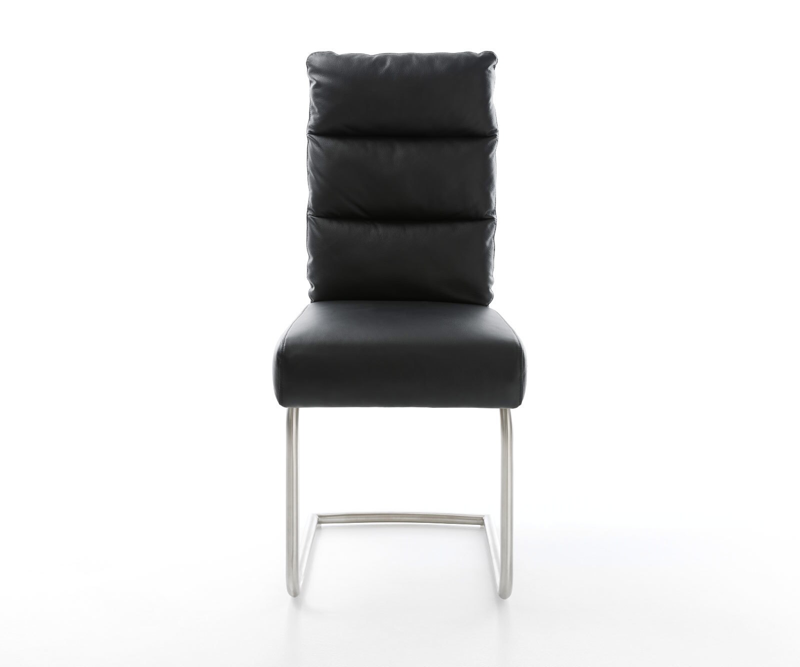 Cantilever Pela-Flex cuir de vache noir pied cantilever rond acier inoxydable brossé ressorts ensachés 2 Cantilever Pela-Flex cuir de vache noir pied cantilever rond acier inoxydable brossé ressorts ensachés 2