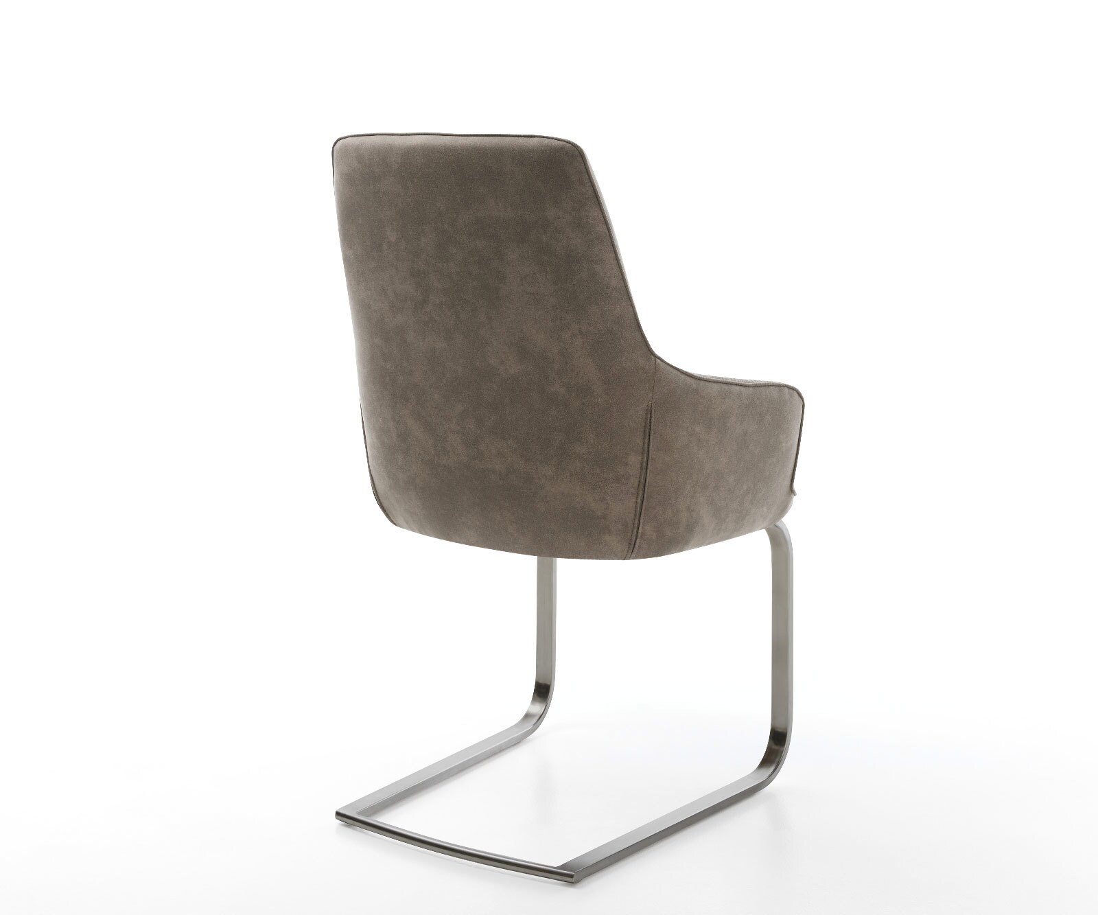 Cantilever Zelia-Flex avec accoudoirs microvelours taupe vintage pied cantilever plat grafiete ressorts ensachés 4