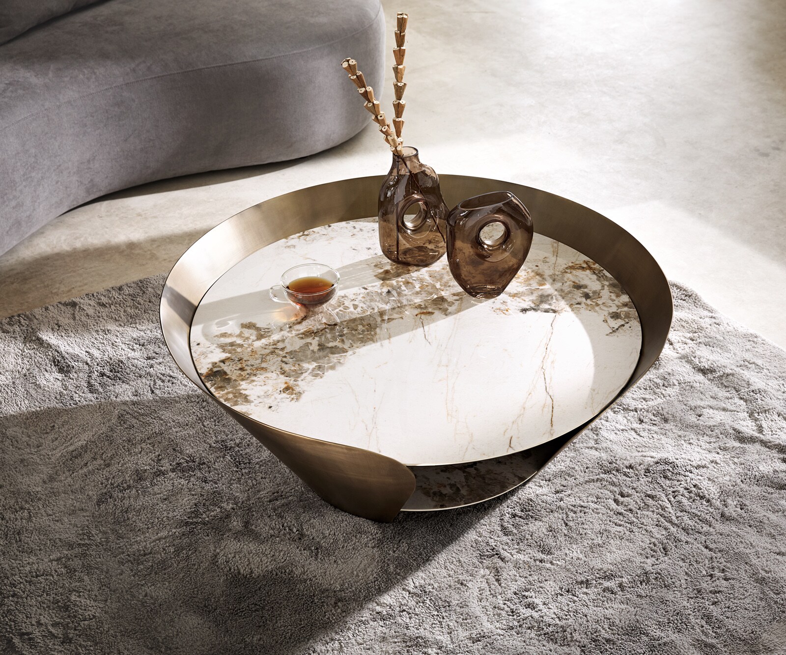 Table-basse Skafi 100x40 cm céramique Minas Melange Metallic Gold 4