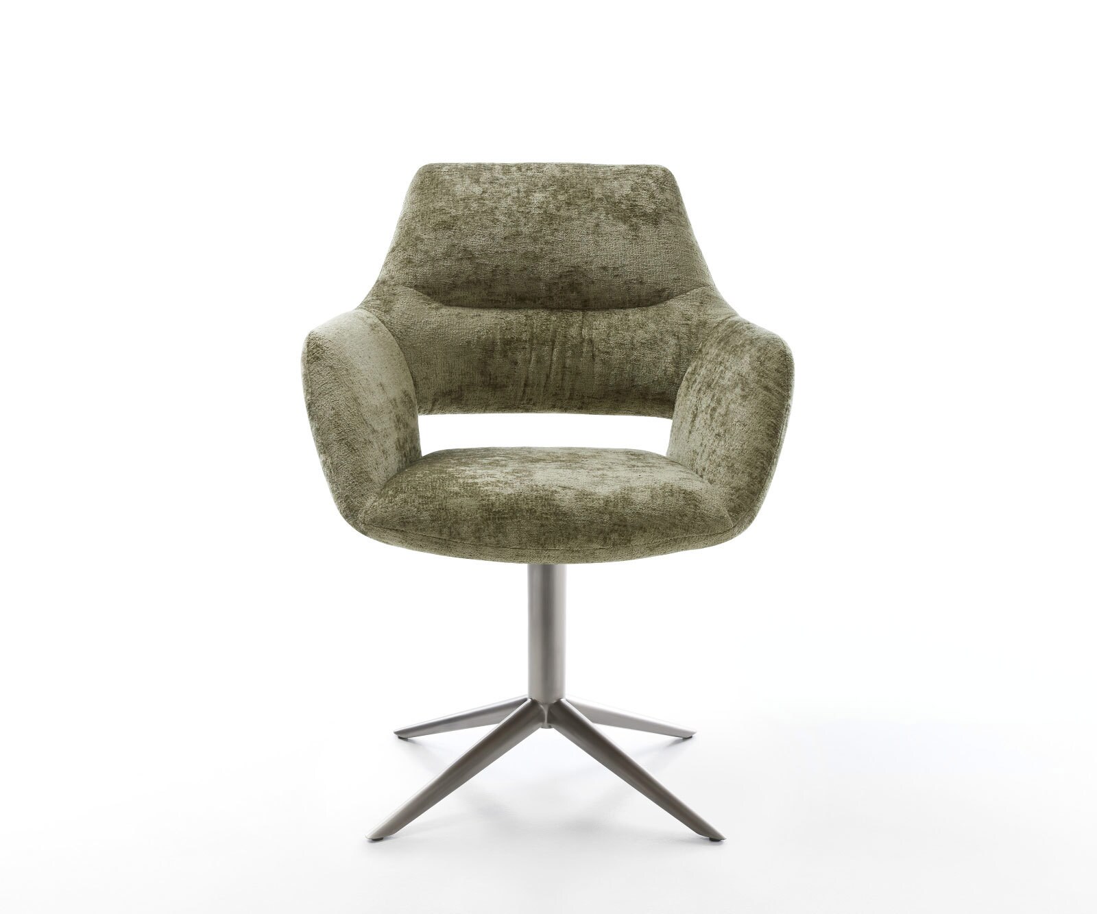 Chaise-pivotante Yago-Flex mit Armlehnen chenille olive pied de chaise 4 branches grafiete pivotement sur 360° fonction bascule ressorts ensachés 1