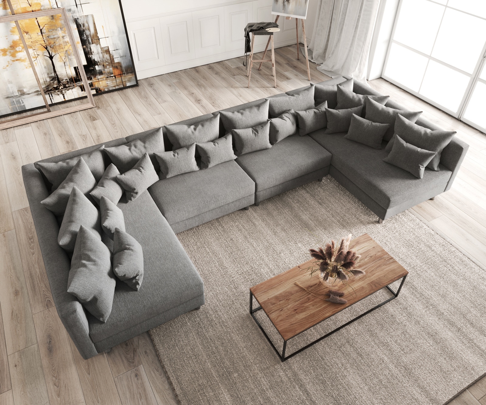 Canapé Clovis XL gris tissu plat module sofa 4 Canapé Clovis XL gris tissu plat module sofa 4