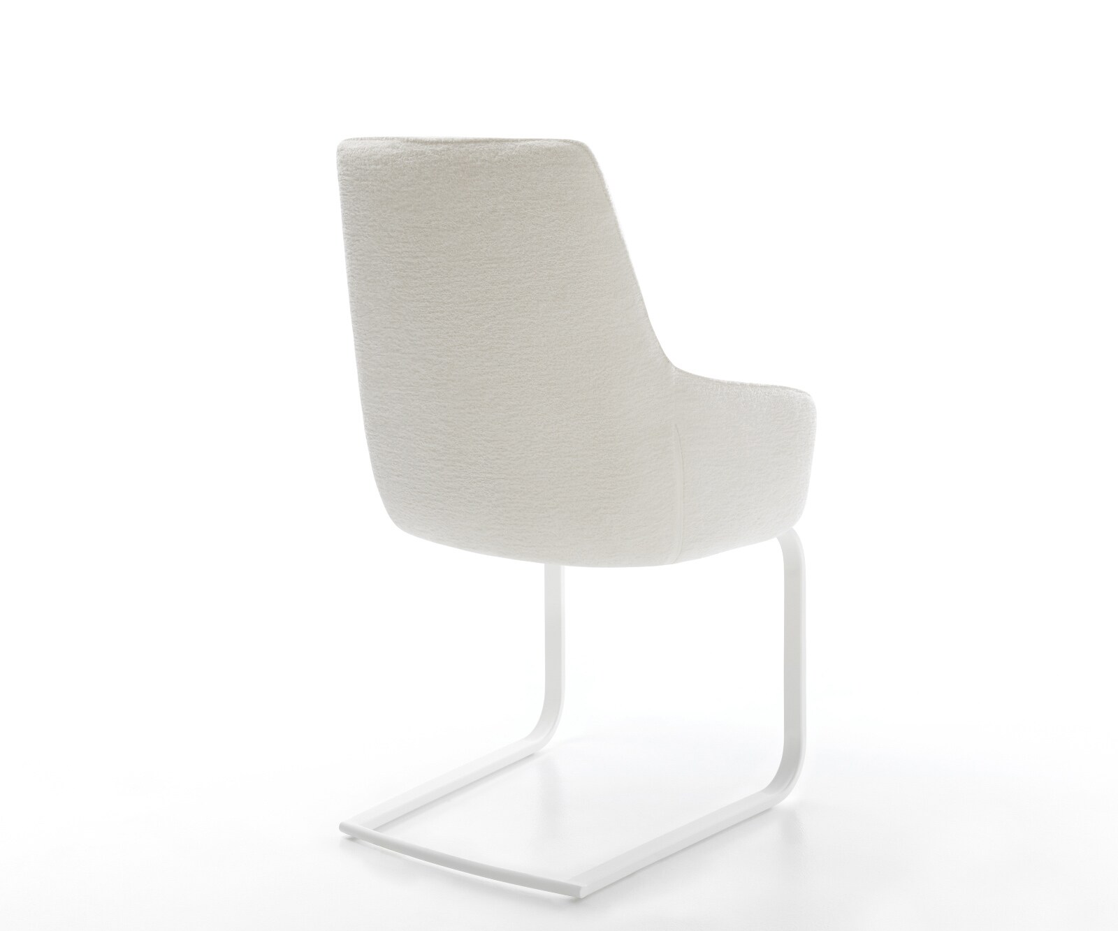 Cantilever Zelia-Flex avec accoudoirs bouclé doux beige pied cantilever plat blanc ressorts ensachés 4