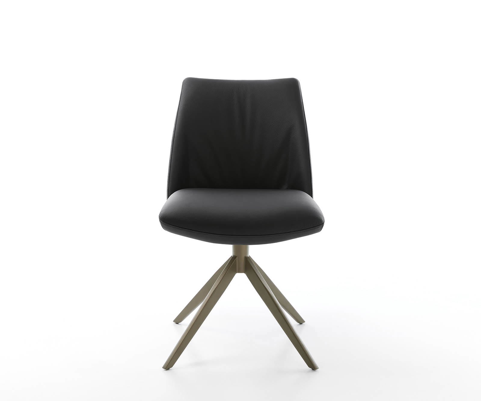 Chaise-pivotante Elso-Flex cuir de vache noir pied croisé large aspect titane pivotement sur 360° ressorts ensachés 1 Chaise-pivotante Elso-Flex cuir de vache noir pied croisé large aspect titane pivotement sur 360° ressorts ensachés 1