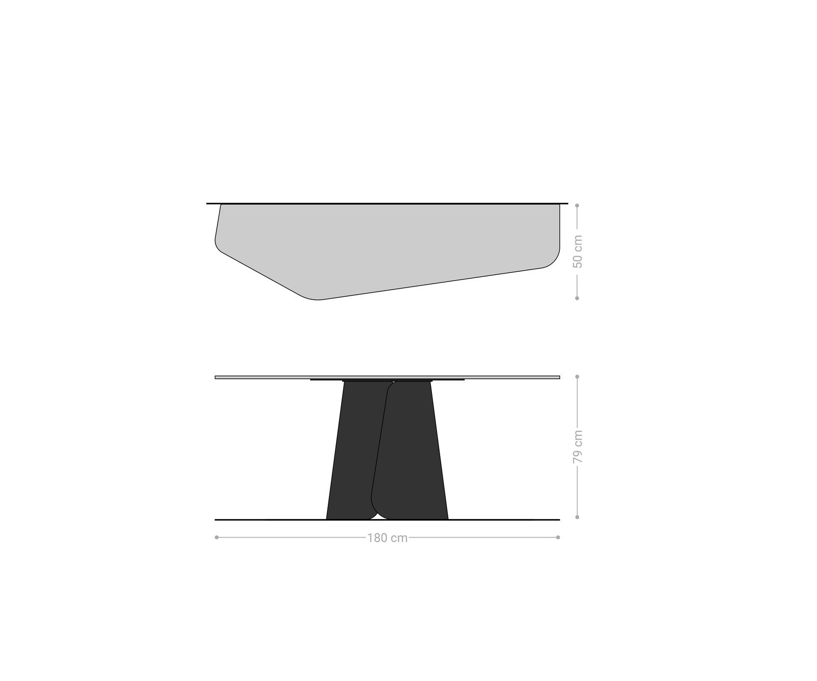 Console Edge Polygonal 180x50 cm Céramique Laminam® Noir Desir Braun Livos Métal Effektfinish Titan 6
