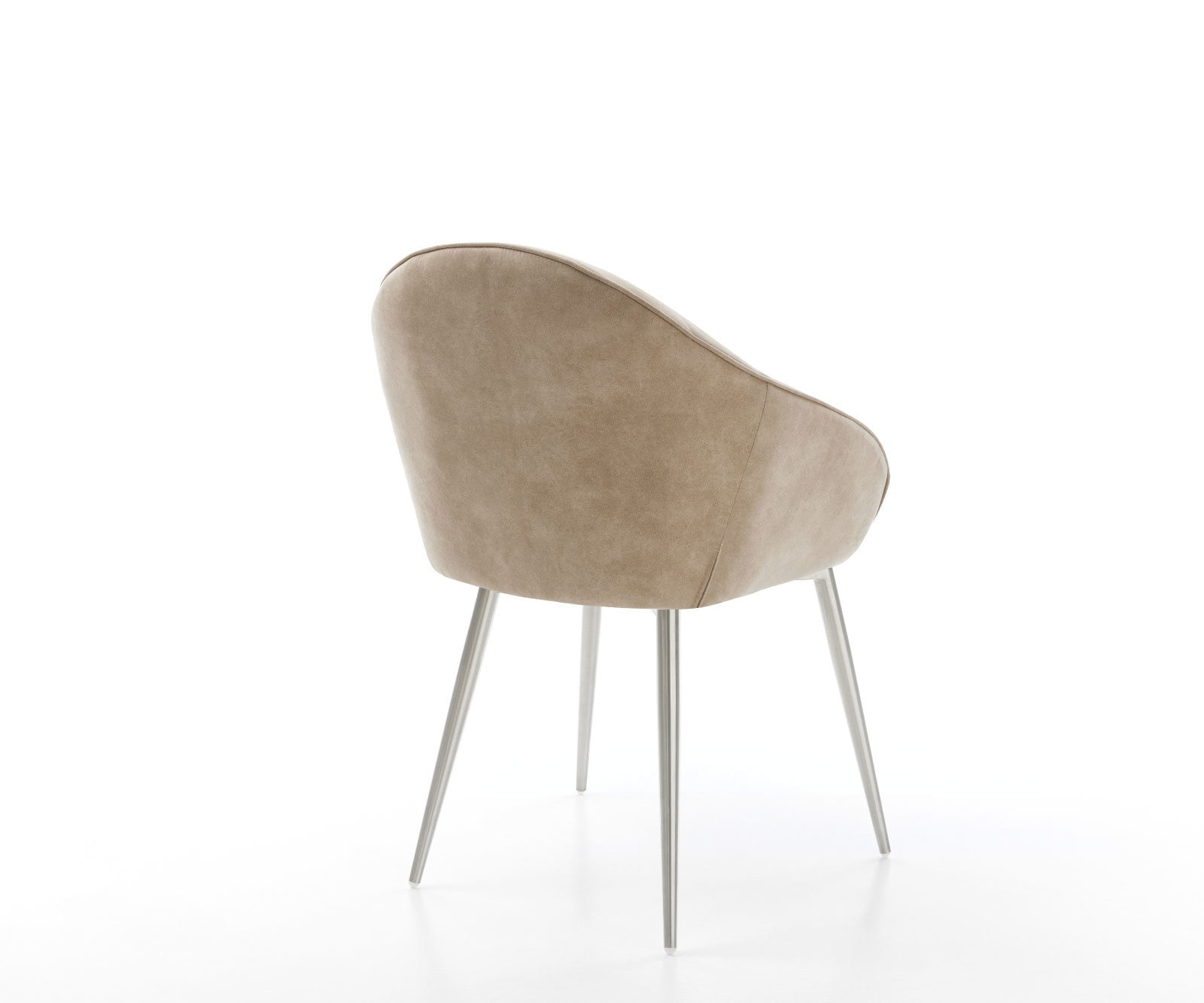 Chaise-de-salle-à-manger Gaio-Flex microvelours beige vintage 4 pieds coniques acier inoxydable brossé 5