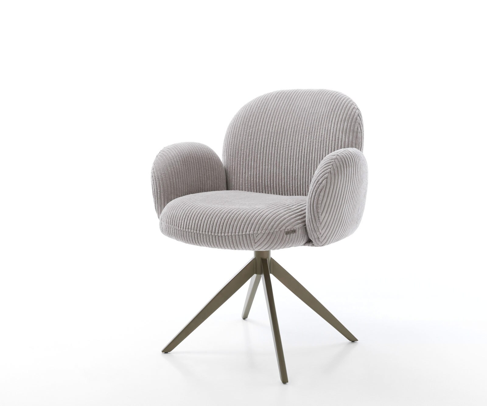 Chaise-pivotante Nube-Flex côtelé gris argenté pied croisé large aspect titane pivotement sur 360° fonction bascule ressorts ensachés