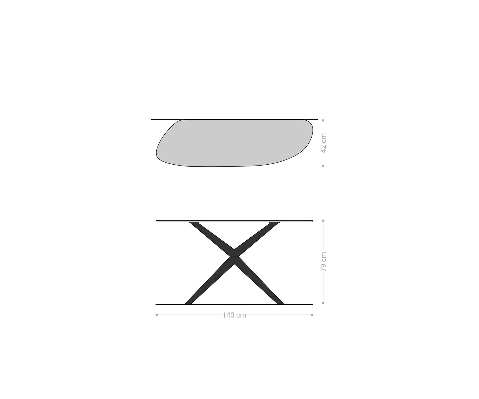 Table console Edge Organique 140x40 cm Céramique Béton Gris Estelo Métal Noir 8