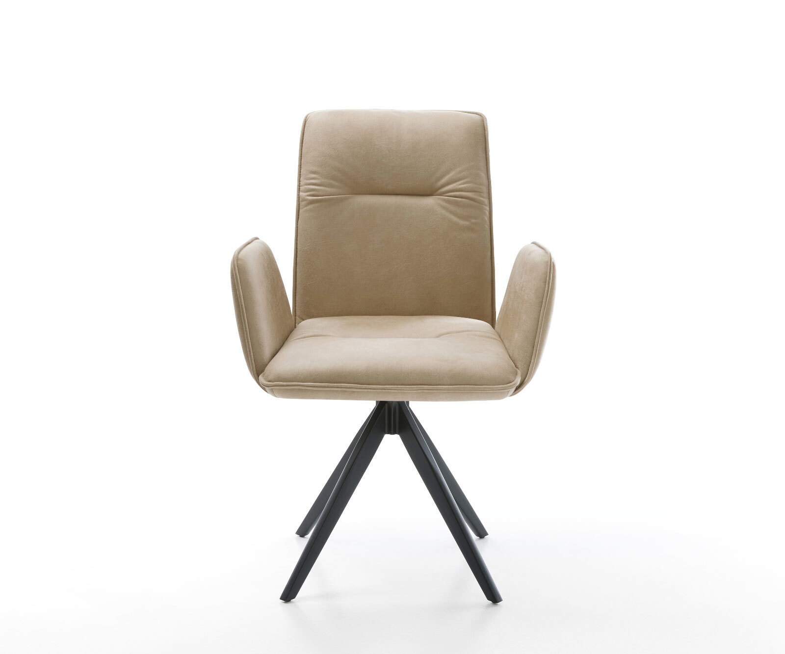 Chaise-de-salle-à-manger Vinja-Flex microvelours beige vintage pied croisé angulaire noir 1