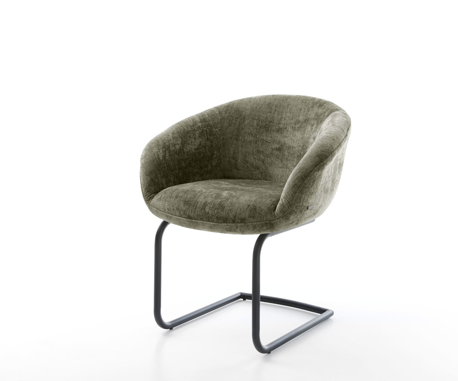 Cantilever Vinka-Flex avec accoudoirs chenille olive pied cantilever rond noir ressorts ensachés
