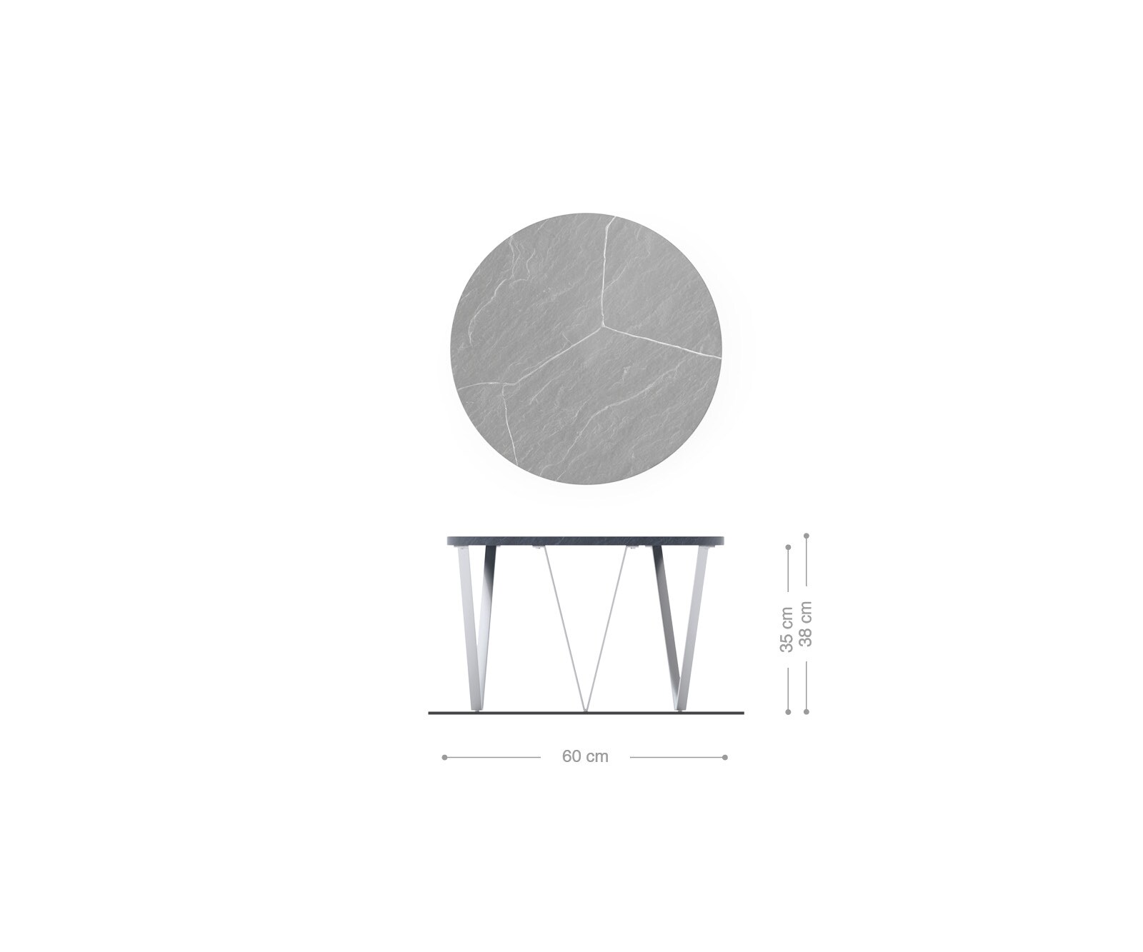 Table-basse Luminoso 60x60 cm marbre blanc avec cadre en métal 3