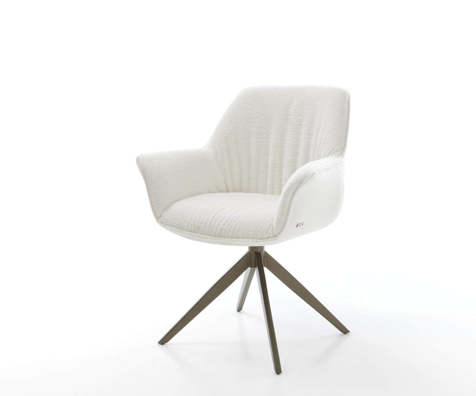 Chaise-pivotante Keila-Flex avec accoudoirs bouclé doux beige pied croisé large aspect titane pivotement sur 360° fonction bascule 1