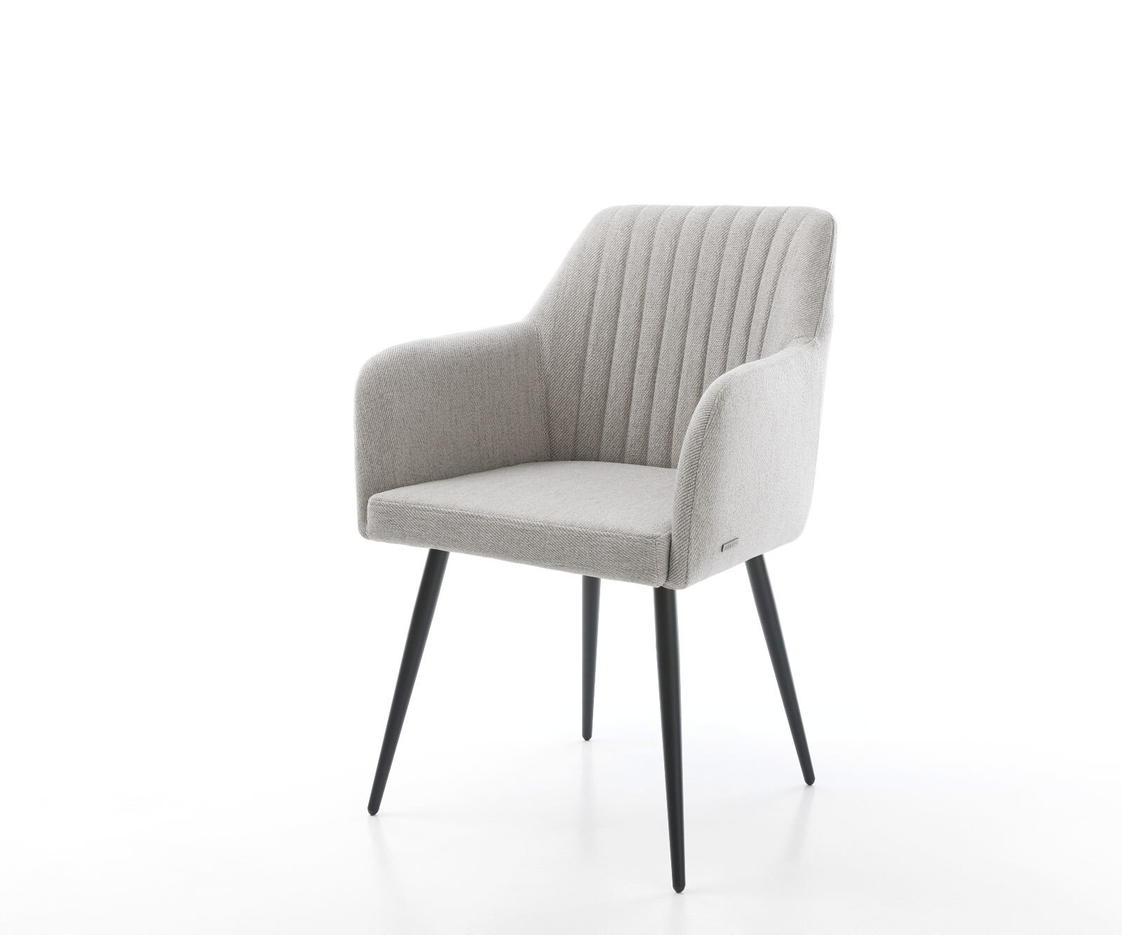 Chaise-de-salle-à-manger Greg-Flex rayures gris clair 4 pieds coniques noir ressorts ensachés