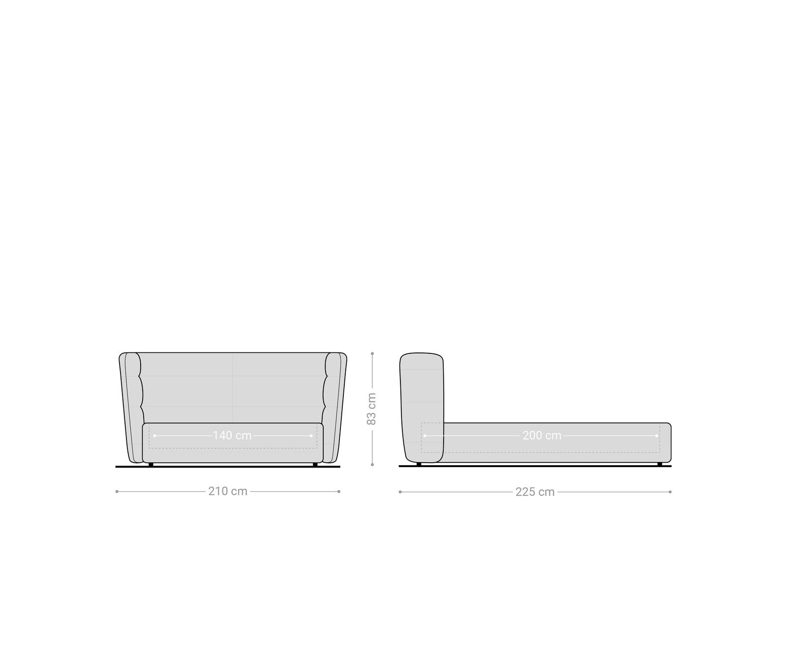 Sommier rembourré Simea 140x200 cm microfibre grise 9