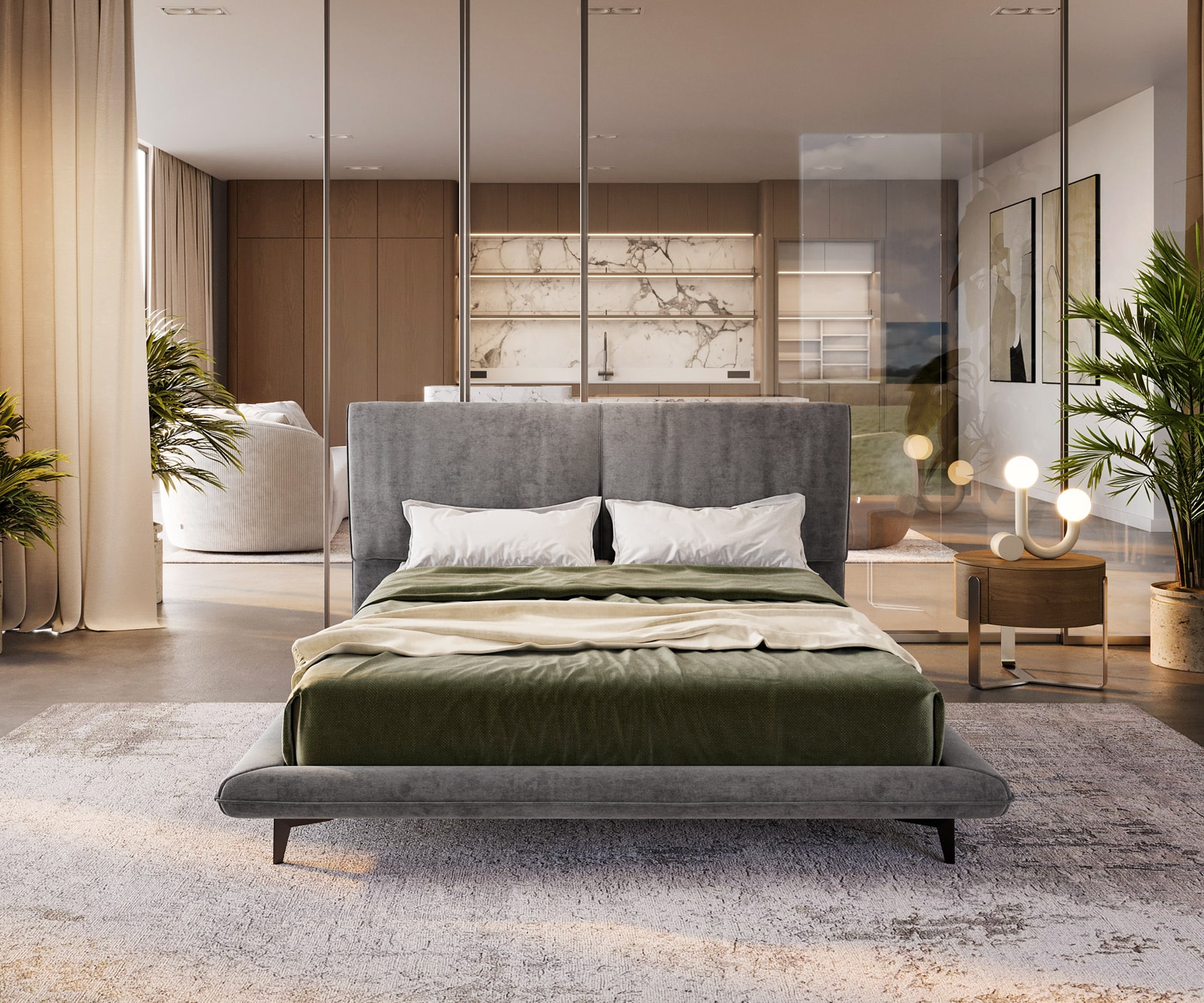 Sommier rembourré Cusino 140x200 cm microfibre grise 2 Sommier rembourré Cusino 140x200 cm microfibre grise 2