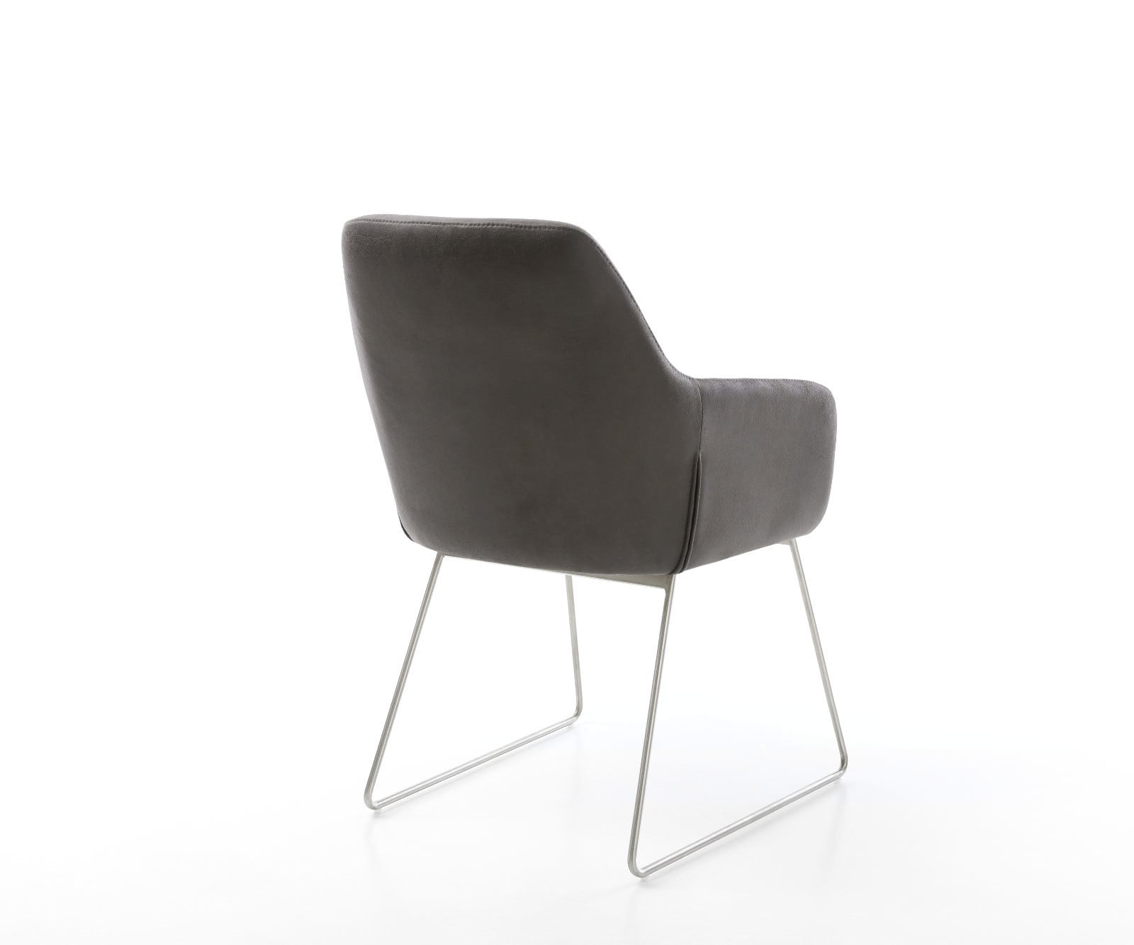 Chaise-de-salle-à-manger Pejo-Flex microvelours anthracite vintage pied trapèze acier inoxydable brossé ressorts ensachés 4 Chaise-de-salle-à-manger Pejo-Flex microvelours anthracite vintage pied trapèze acier inoxydable brossé ressorts ensachés 4