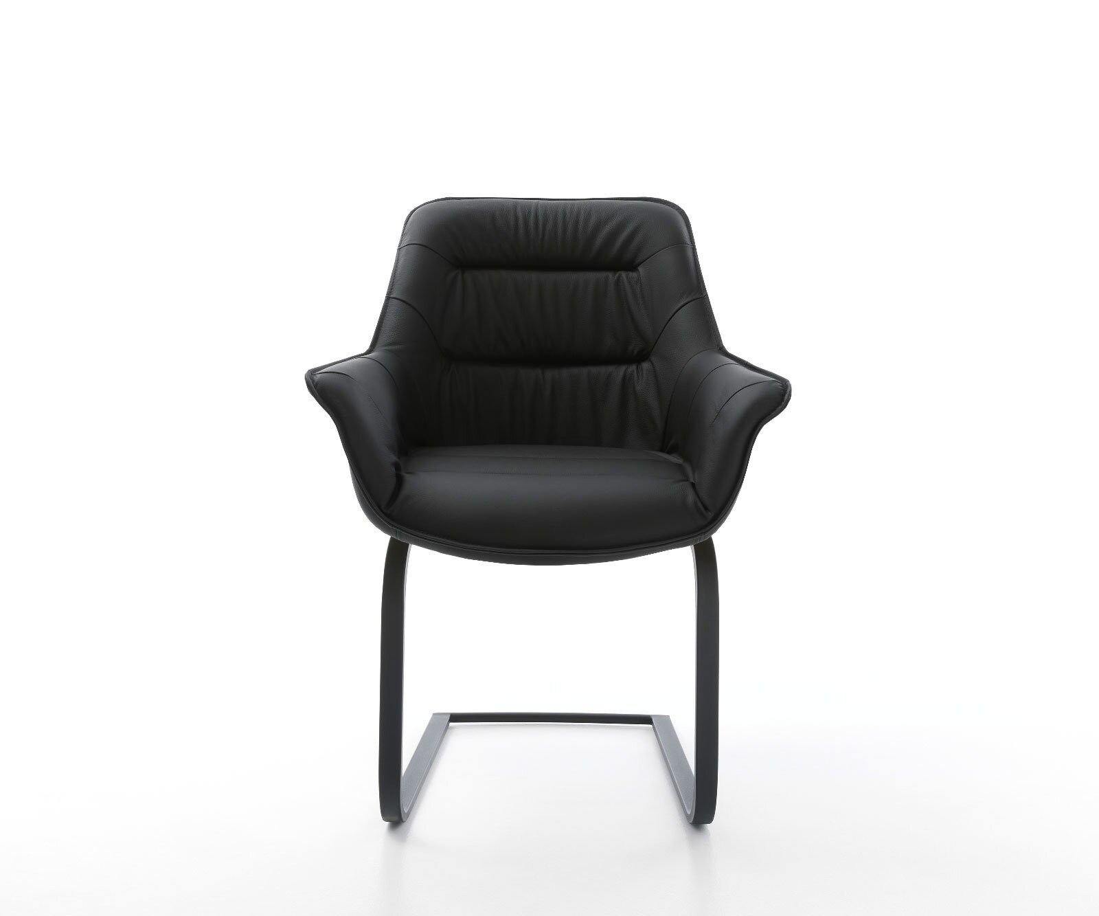 Cantilever Kaira-Flex cuir de vache noir pied cantilever plat noir 1 Cantilever Kaira-Flex cuir de vache noir pied cantilever plat noir 1