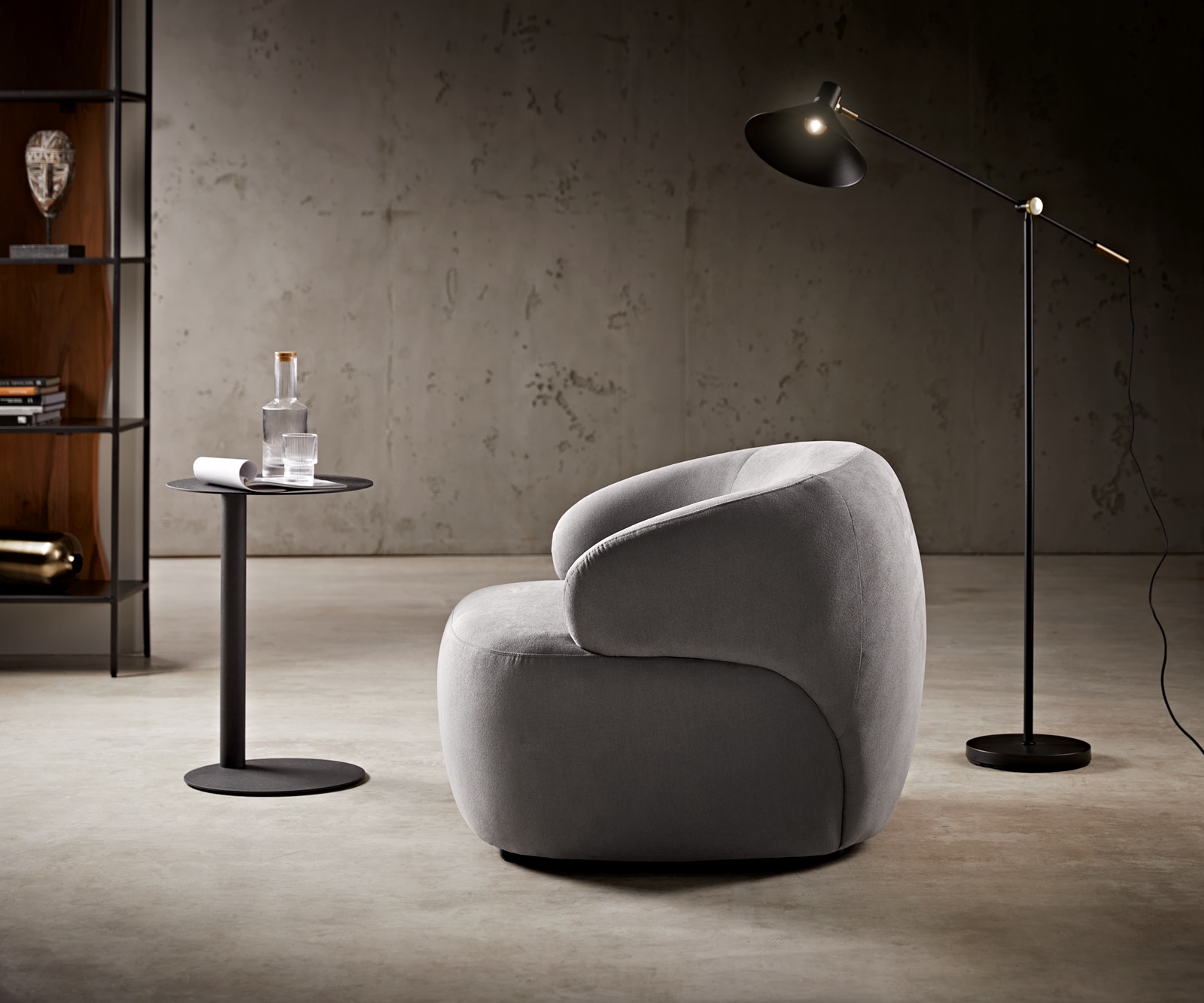 Fauteuil-lounge Nova 88x88 cm microfibre gris 1 Fauteuil-lounge Nova 88x88 cm microfibre gris 1