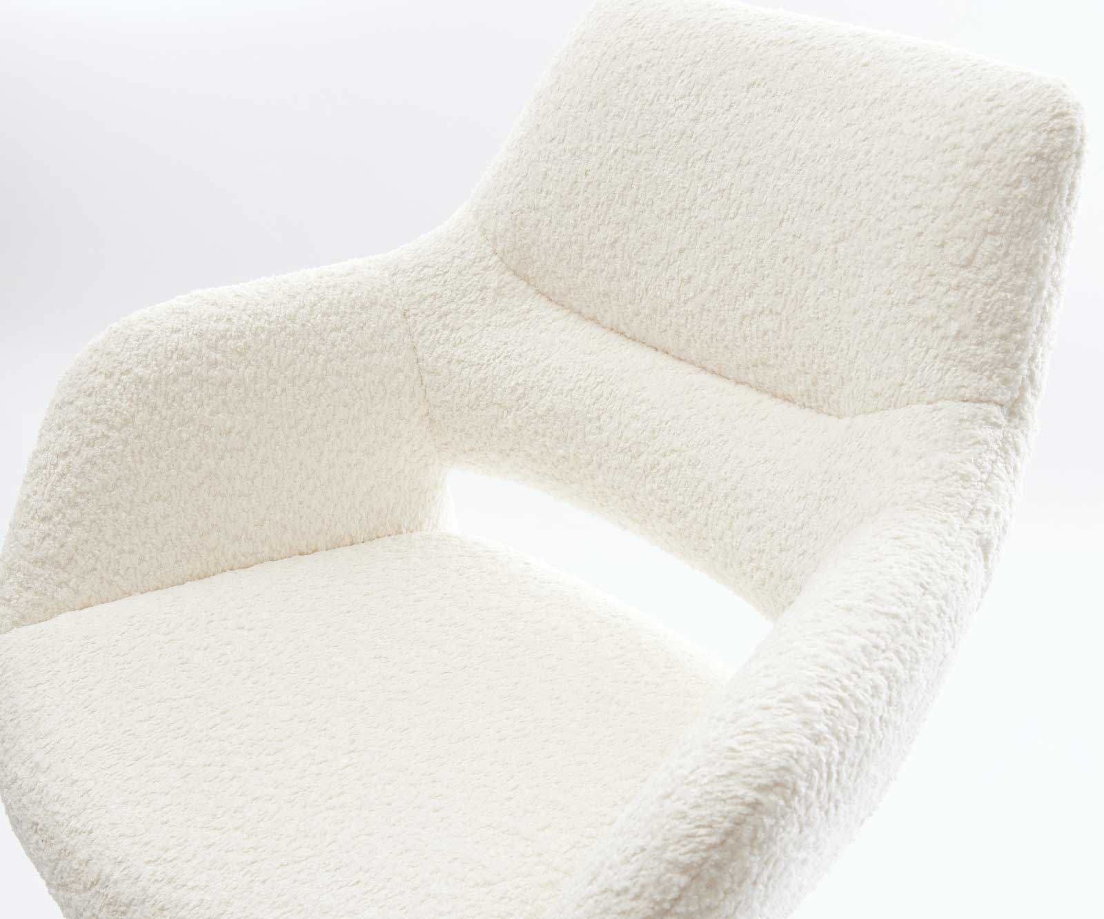 Chaise-de-bar Yago-Flex Bouclé Blanc Piétement luge plat Acier inoxydable Ressorts ensachés 3 Chaise-de-bar Yago-Flex Bouclé Blanc Piétement luge plat Acier inoxydable Ressorts ensachés 3