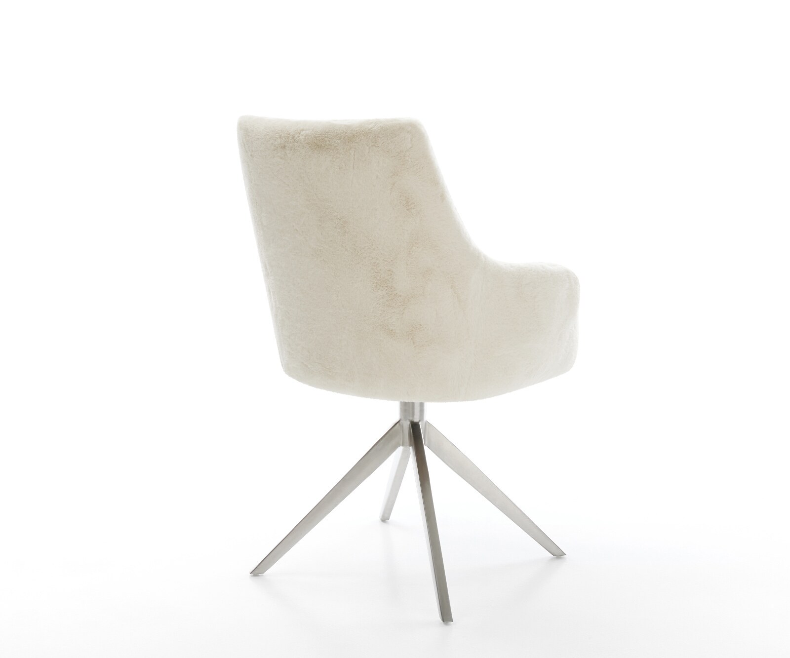 Chaise-pivotante Alja-Flex avec accoudoirs peluche crème-blanc pied croisé large acier inoxydable pivotement sur 360° fonction bascule resorts ensachés 4