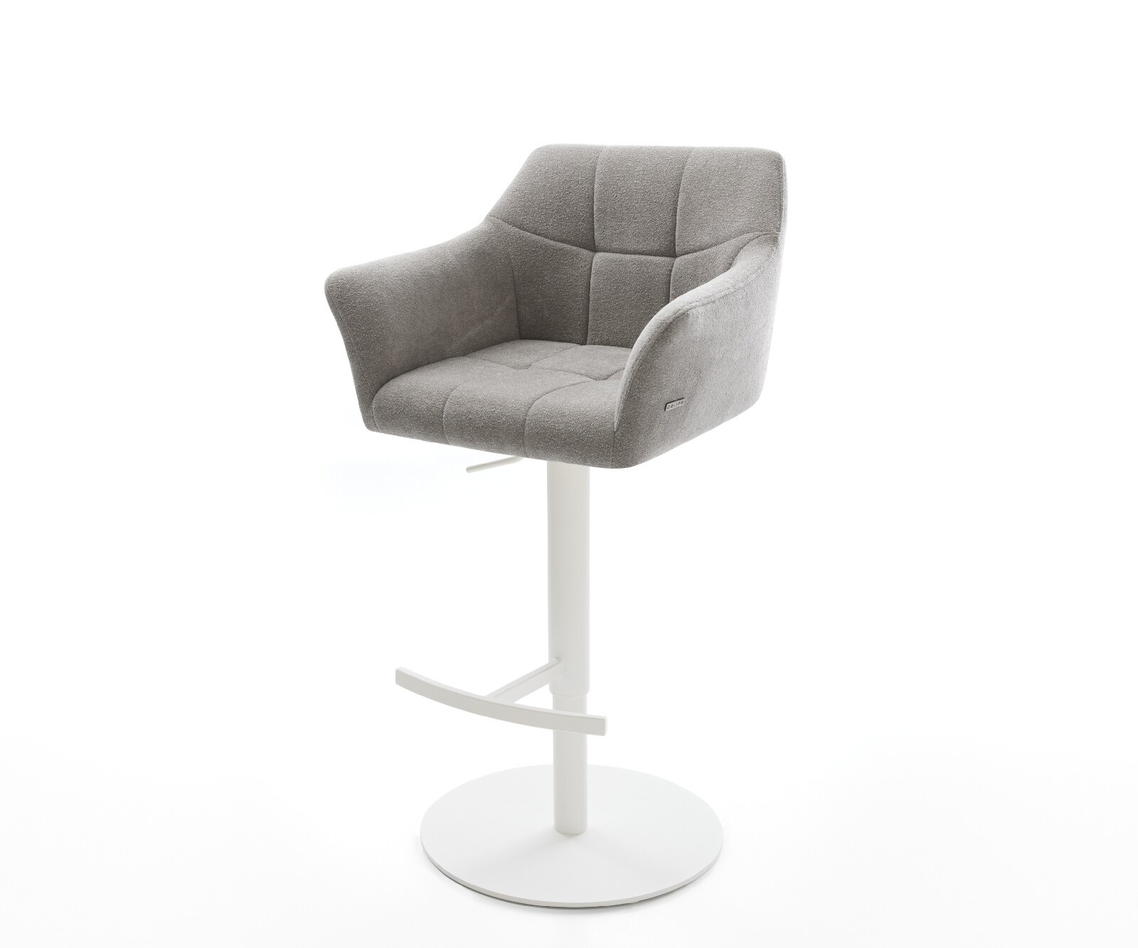 Chaise-de-bar Yulo-Flex Tissu structuré doux Gris Pied pivotant réglable en hauteur blanc Blanc 1