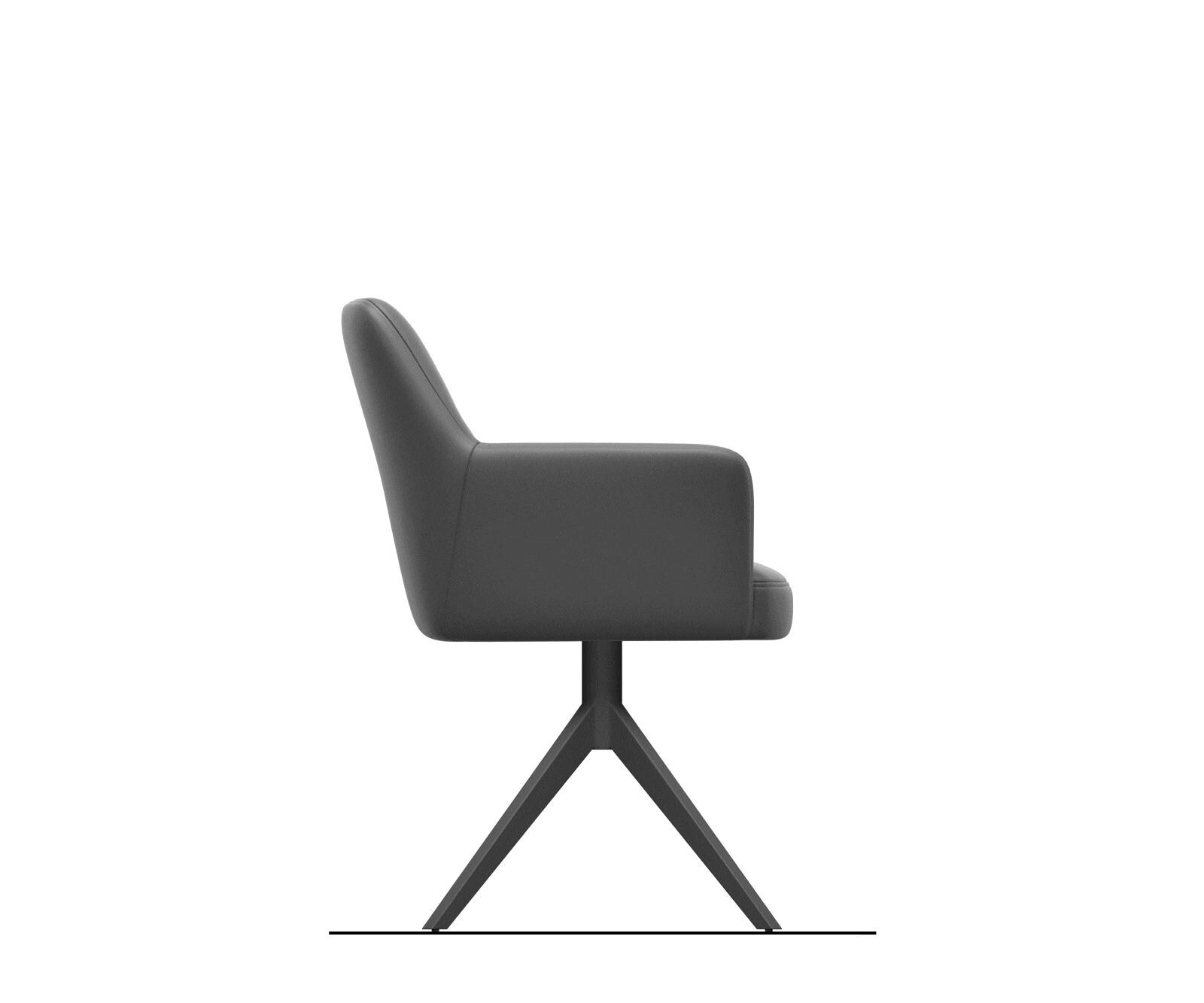 Chaise-pivotante Xana-Flex avec accoudoirs microvelours anthracite vintage pied croisé large noir pivotement sur 360° fonction bascule ressorts ensachés 9
