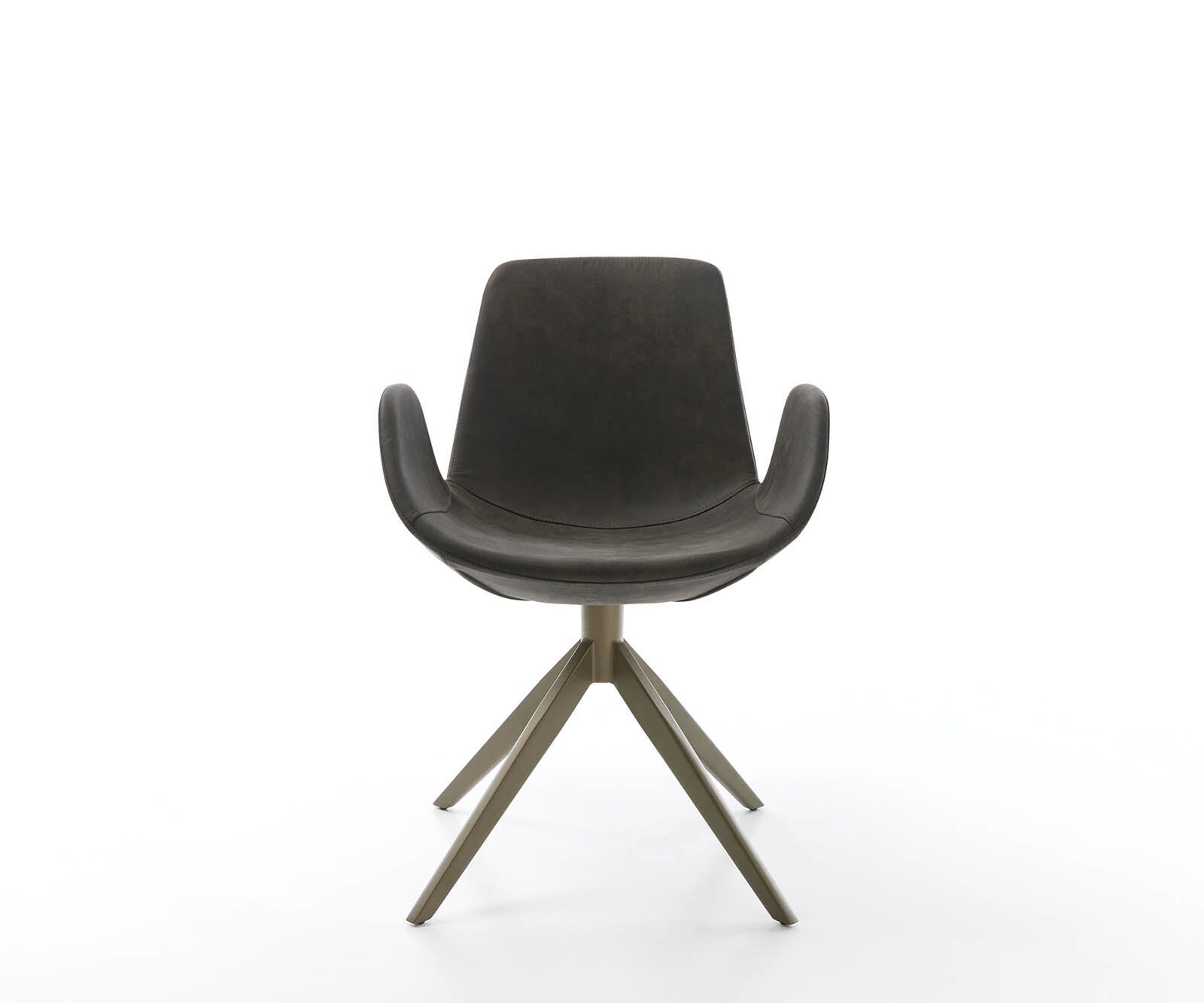Chaise-pivotante Ilia-Flex avec accoudoirs microvelours anthracite vintage pied croisé large aspect titane pivotement sur 360° 1