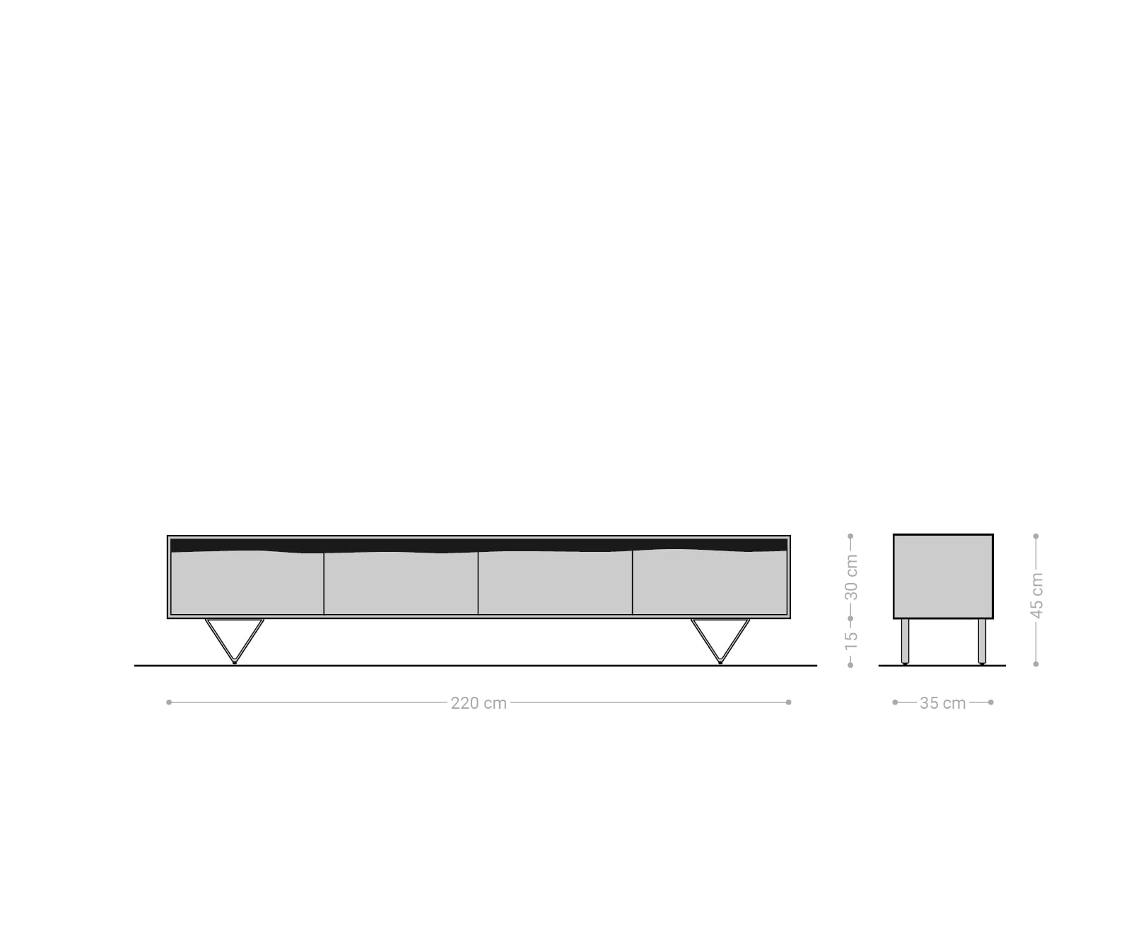 Meuble-TV Stonegrace 220x35 cm acacia nature 4 portes tronc d'arbre 4 Meuble-TV Stonegrace 220x35 cm acacia nature 4 portes tronc d'arbre 4