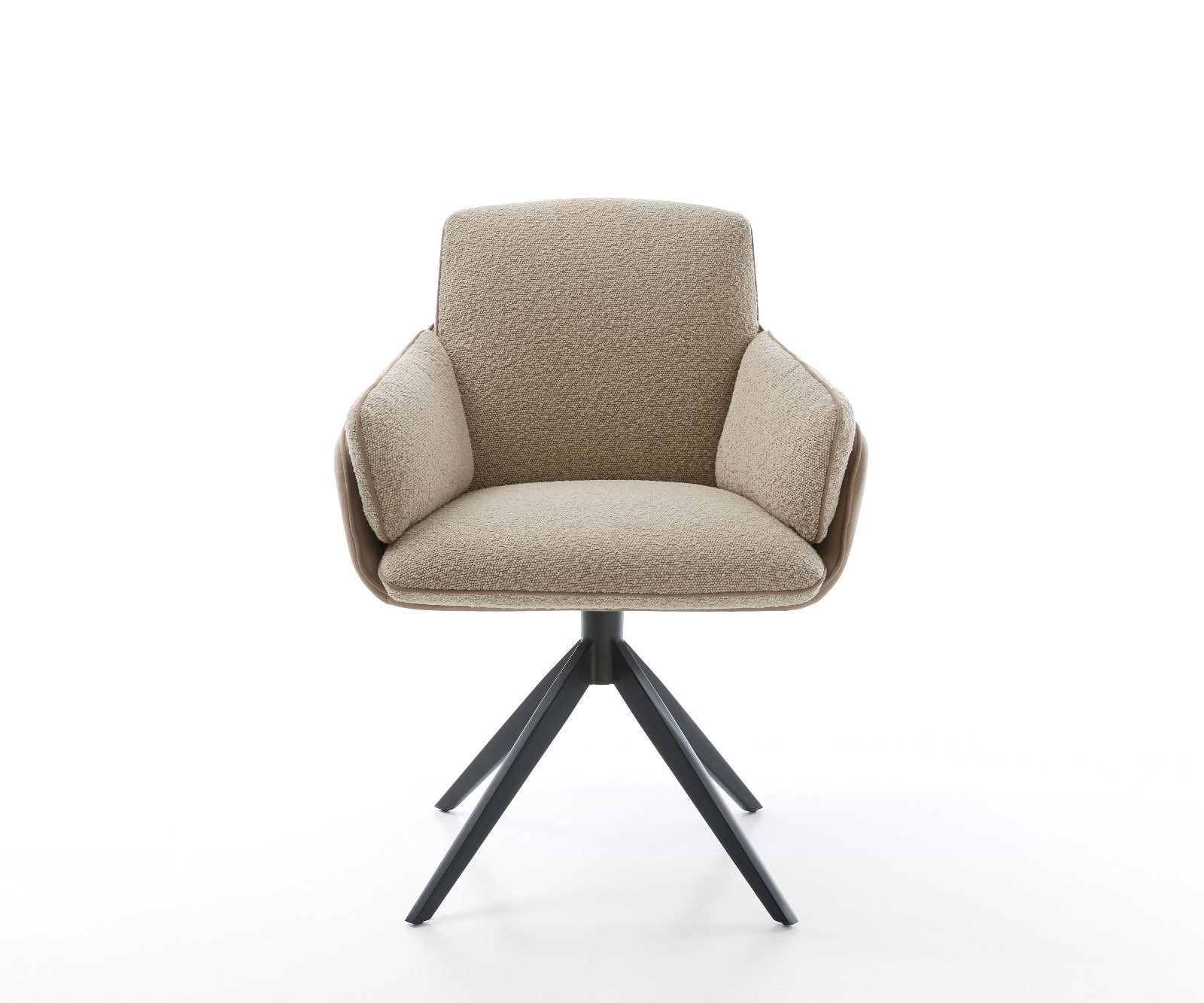 Chaise-pivotante Luan-Flex avec accoudoirs tissu mixte couleur boue pied croisé large noir pivotement sur 360° 1 Chaise-pivotante Luan-Flex avec accoudoirs tissu mixte couleur boue pied croisé large noir pivotement sur 360° 1