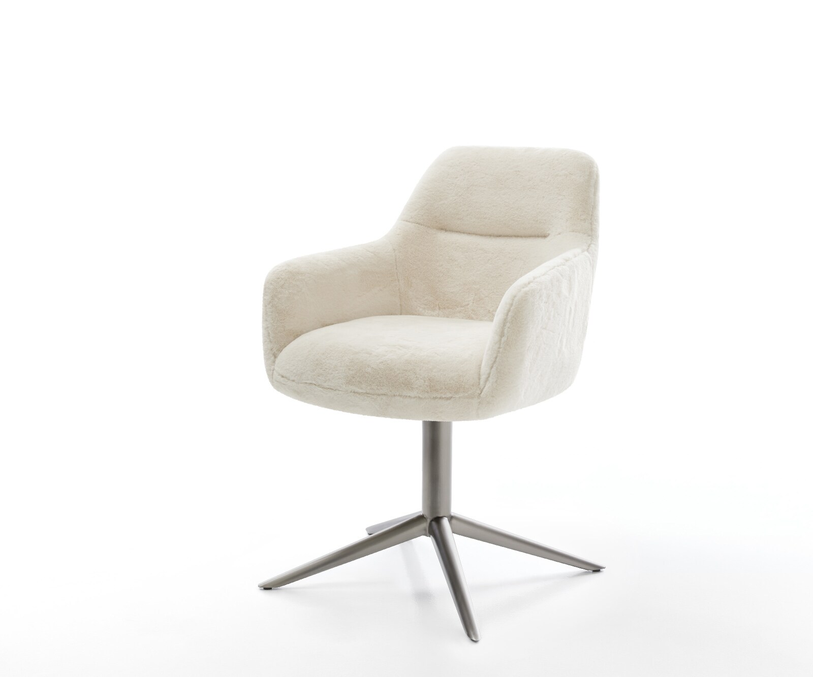 Chaise-pivotante Pejo-Flex peluche crème-blanc pied de chaise 4 branches grafiete pivotement sur 360° fonction bascule resorts ensachés