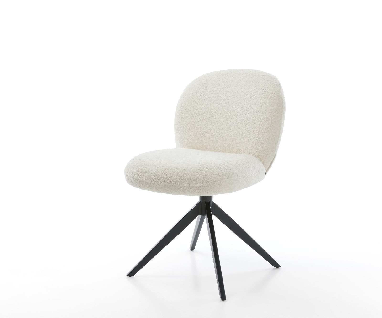 Chaise-pivotante Nube-Flex bouclé blanc pied croisé large noir pivotement sur 360° fonction bascule ressorts ensachés Chaise-pivotante Nube-Flex bouclé blanc pied croisé large noir pivotement sur 360° fonction bascule ressorts ensachés