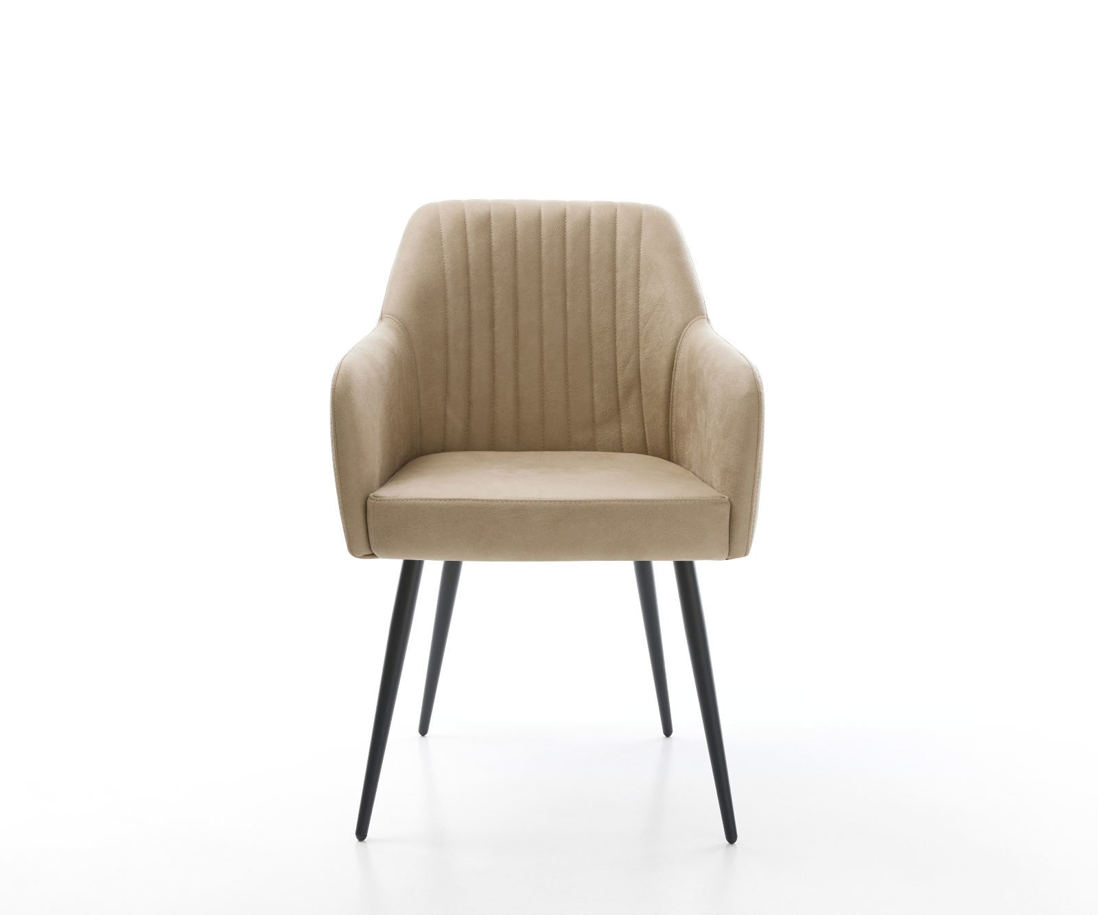 Chaise-de-salle-à-manger Greg-Flex microvelours beige vintage 4 pieds coniques noir ressorts ensachés 1 Chaise-de-salle-à-manger Greg-Flex microvelours beige vintage 4 pieds coniques noir ressorts ensachés 1