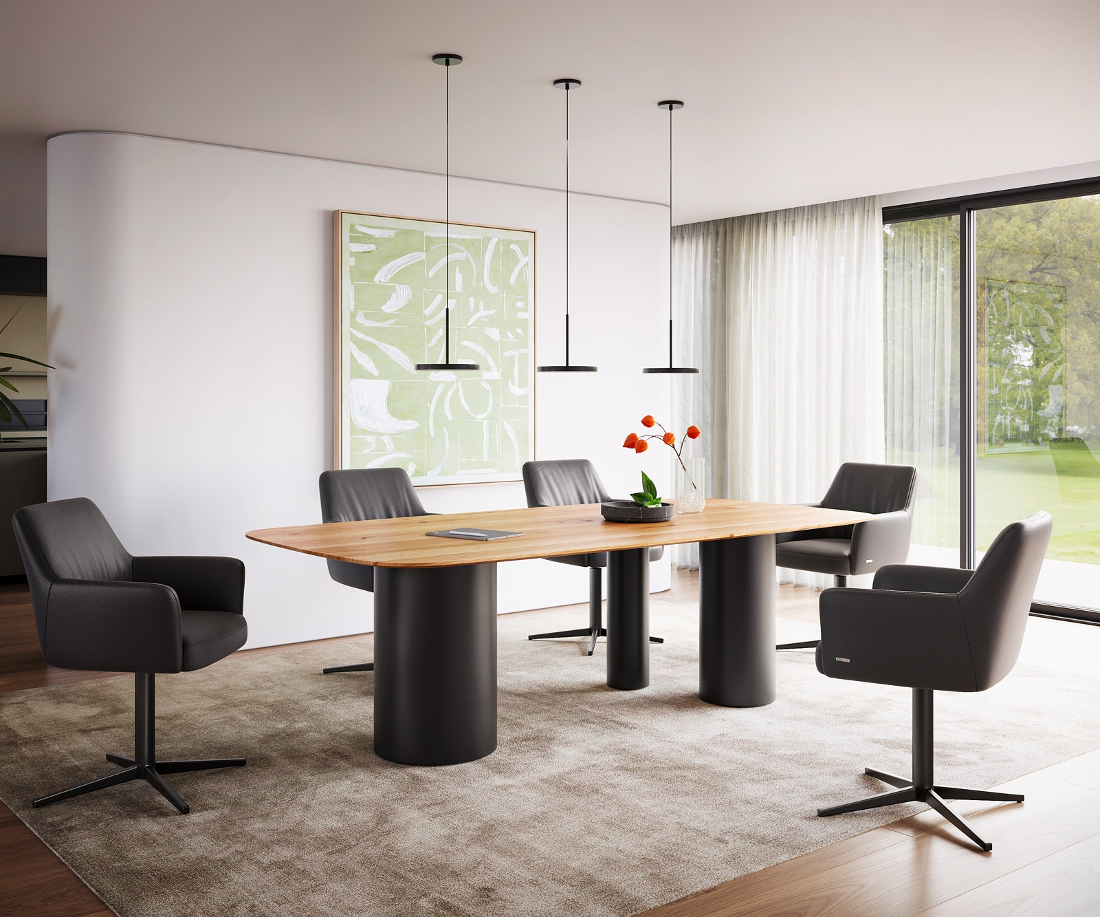 Table à manger Edge Boot 240x120x2,5-3 chêne naturee Troa métal noir bord suisse 4 Table à manger Edge Boot 240x120x2,5-3 chêne naturee Troa métal noir bord suisse 4