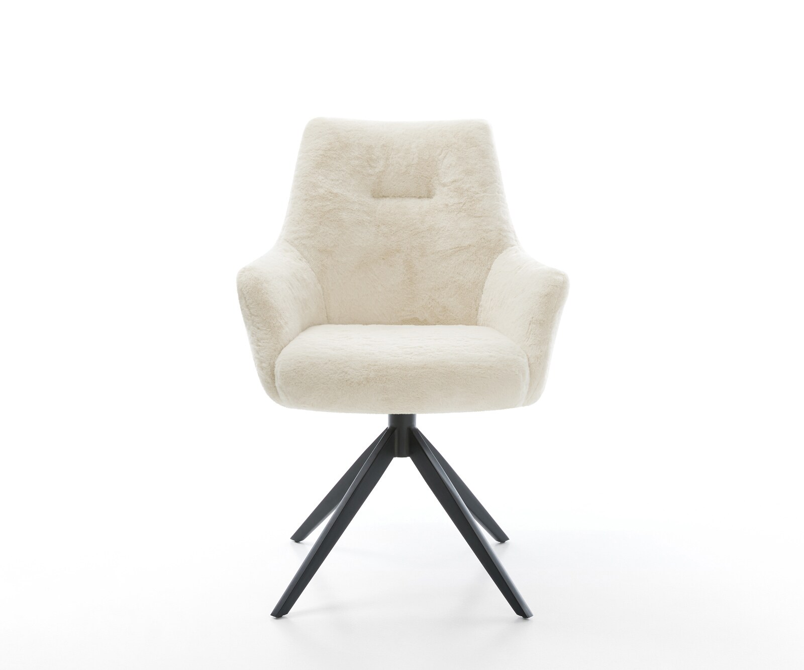 Chaise-pivotante Alja-Flex avec accoudoirs peluche crème-blanc pied croisé large noir pivotement sur 360° fonction bascule resorts ensachés 1