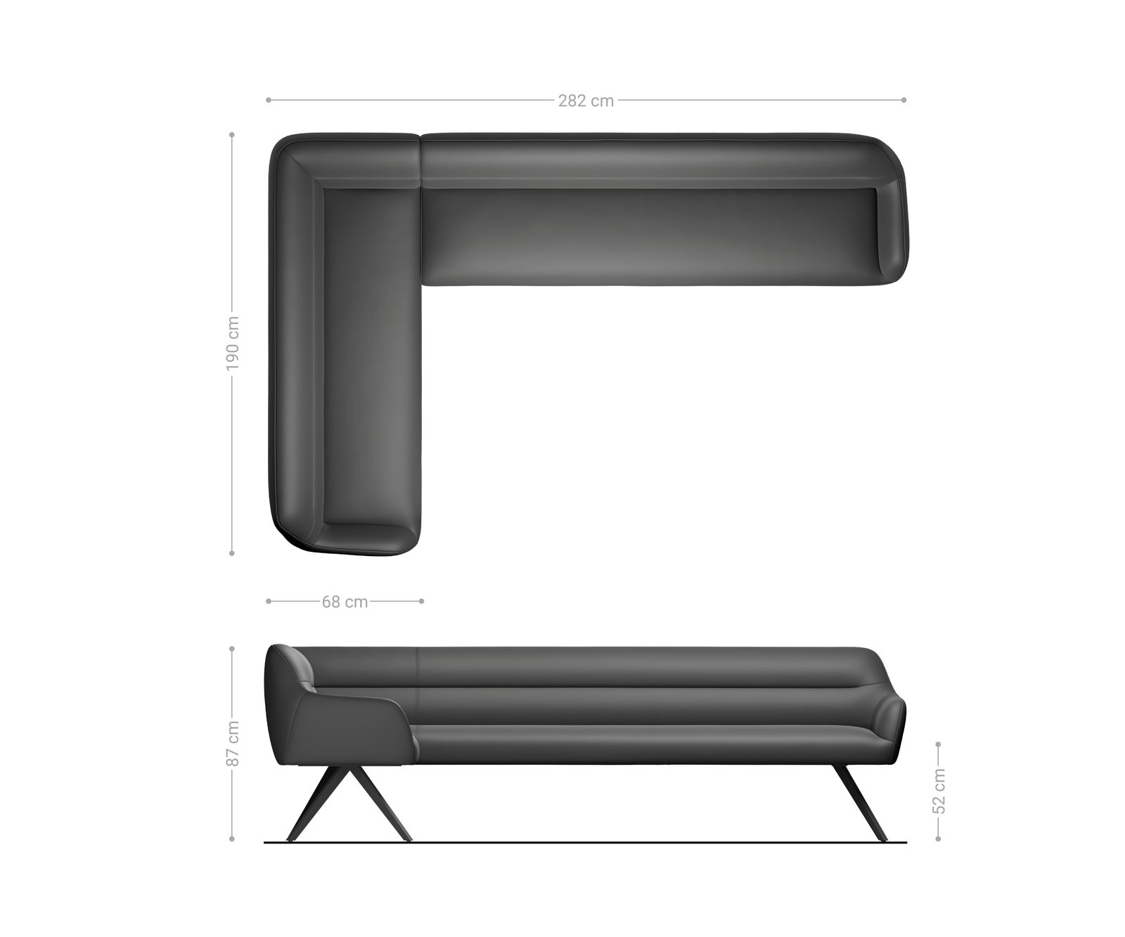 Banc-de-salle-à-manger Taya-Flex 285x190 cm bouclé boue pied croisé angulaire noir ressort ensaché à droite 8