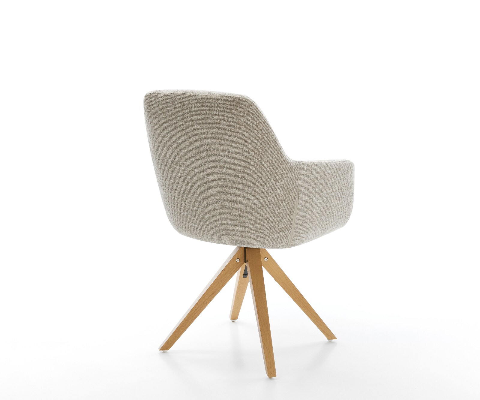 Chaise-pivotante Pejo-Flex tissu tissé doux beige pied en bois angulaire naturel pivotement sur 180° resorts ensachés 5
