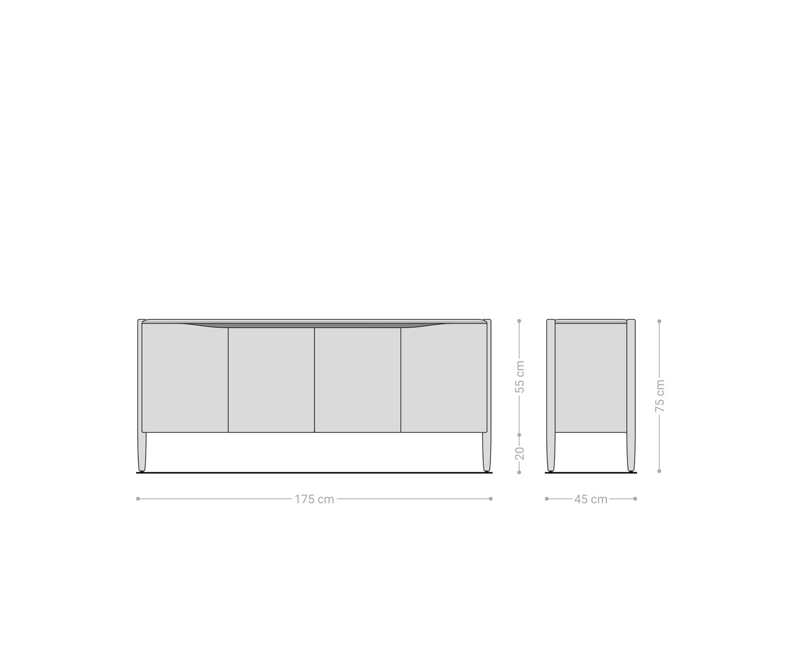 Buffet Simcha 175 cm acacia naturel 4 portes 6