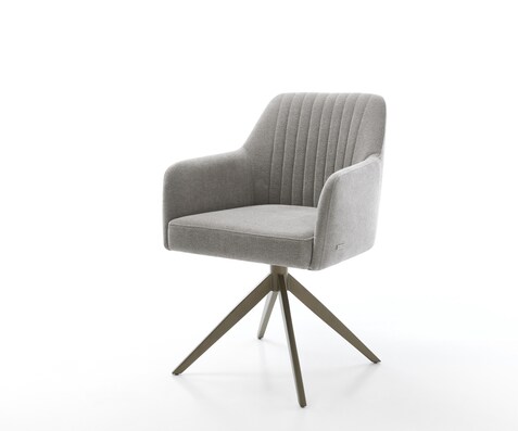 Chaise-pivotante Greg-Flex tissu structuré doux gris pied croisé large aspect titane pivotement sur 360° fonction bascule resorts ensachés