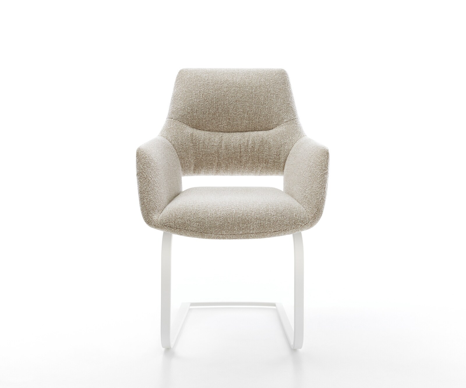 Cantilever Yago-Flex avec accoudoirs tissu tissé doux beige pied cantilever plat blanc resorts ensachés 2