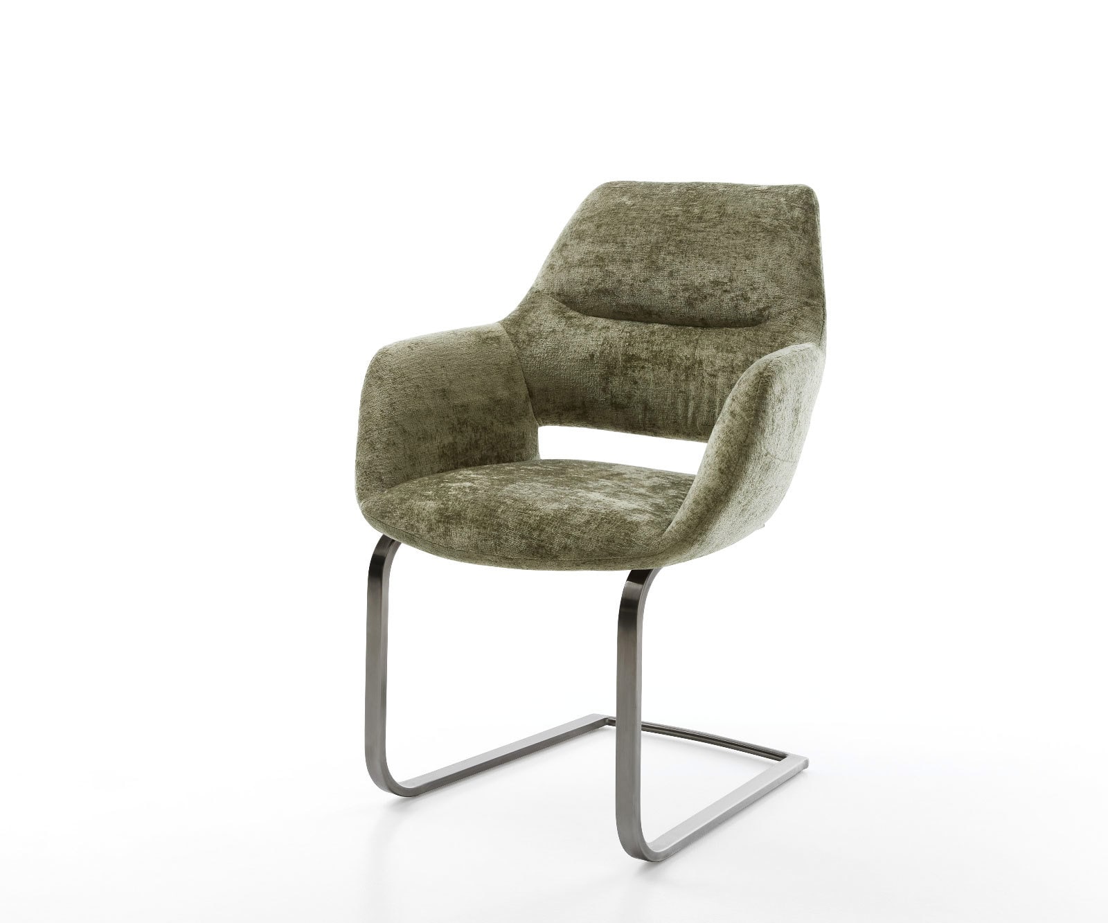 Cantilever Yago-Flex avec accoudoirs chenille olive pied cantilever plat grafiete ressorts ensachés 1