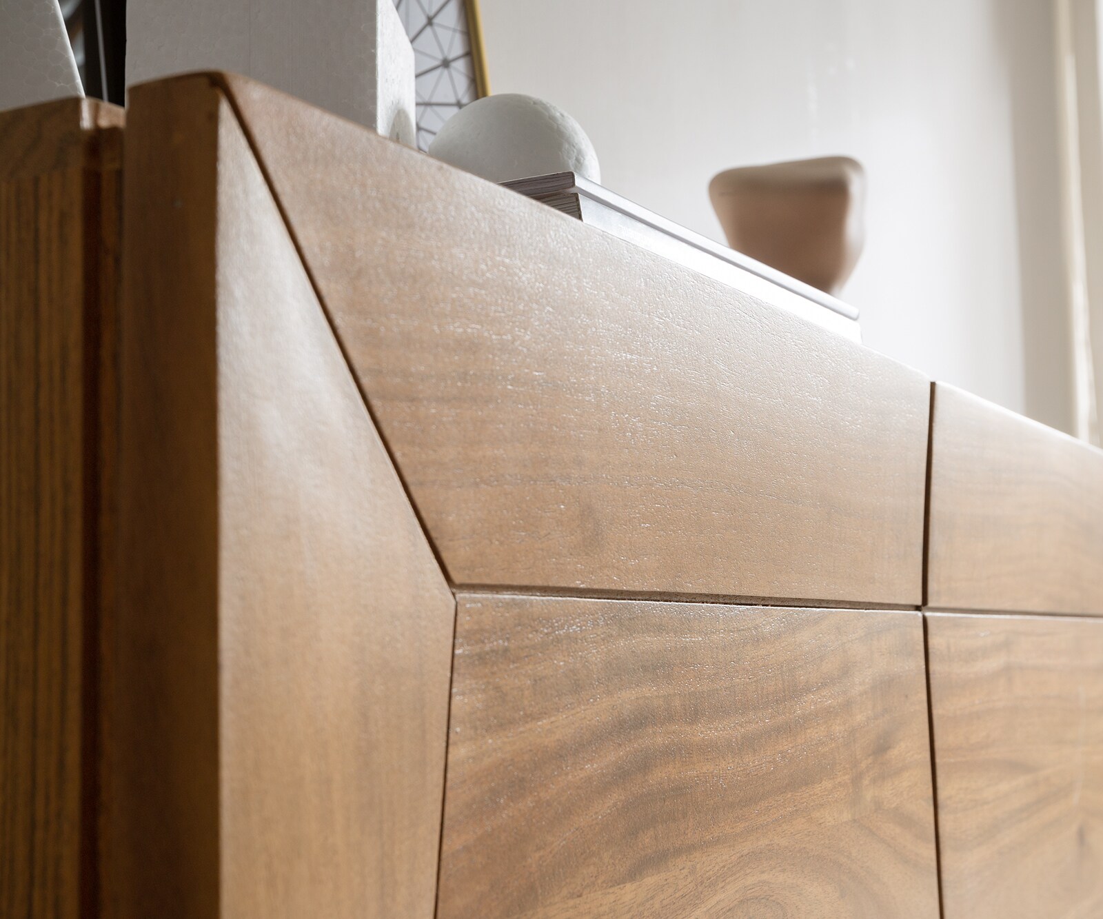 Buffet Kayu 200x40x70 cm acacia naturel 4 portes pied en V 5