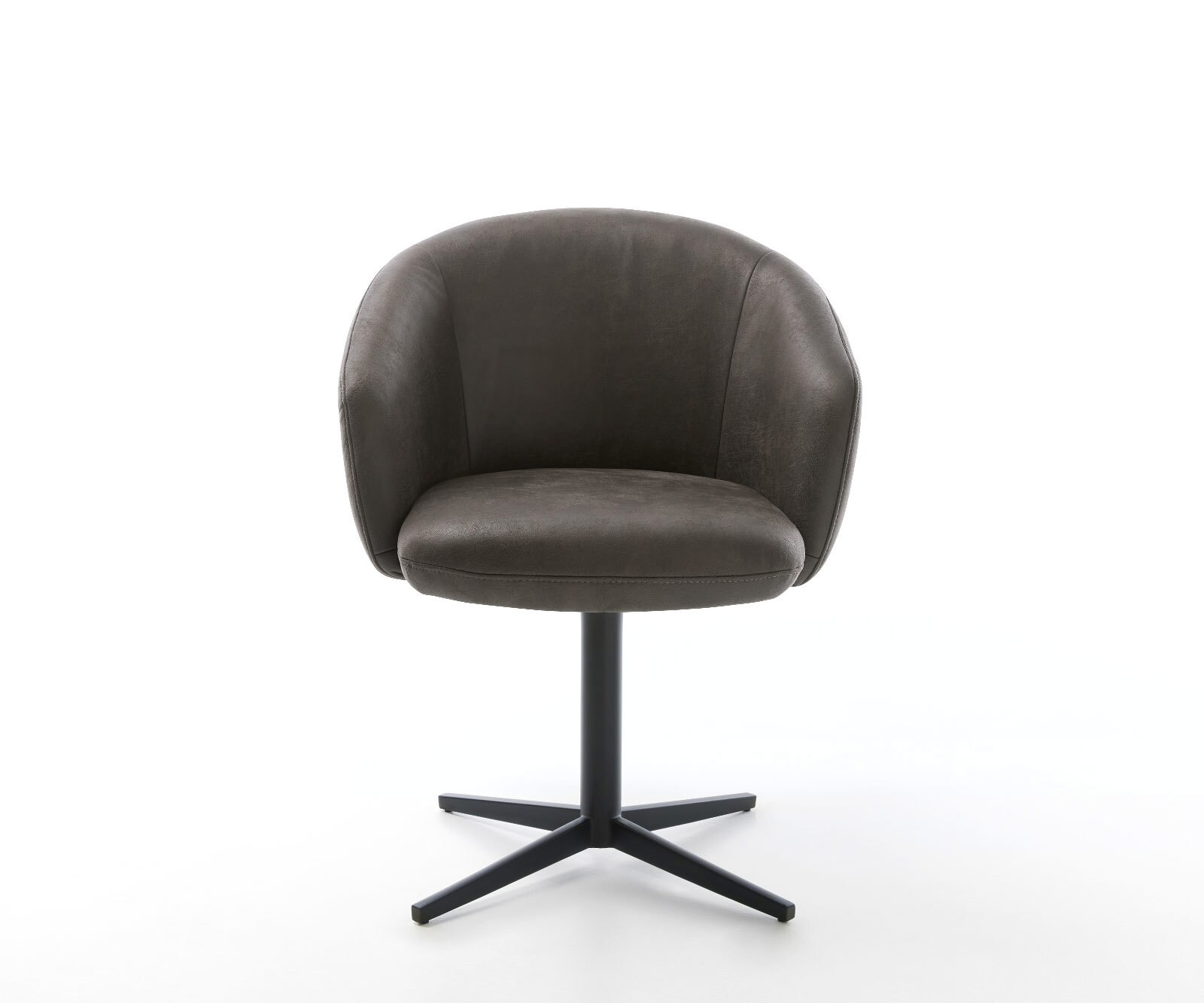 Chaise-pivotante Caja-Flex avec accoudoirs microvelours anthracite vintage pied de chaise 4 branches noir pivotement sur 360° ressorts ensachés 2