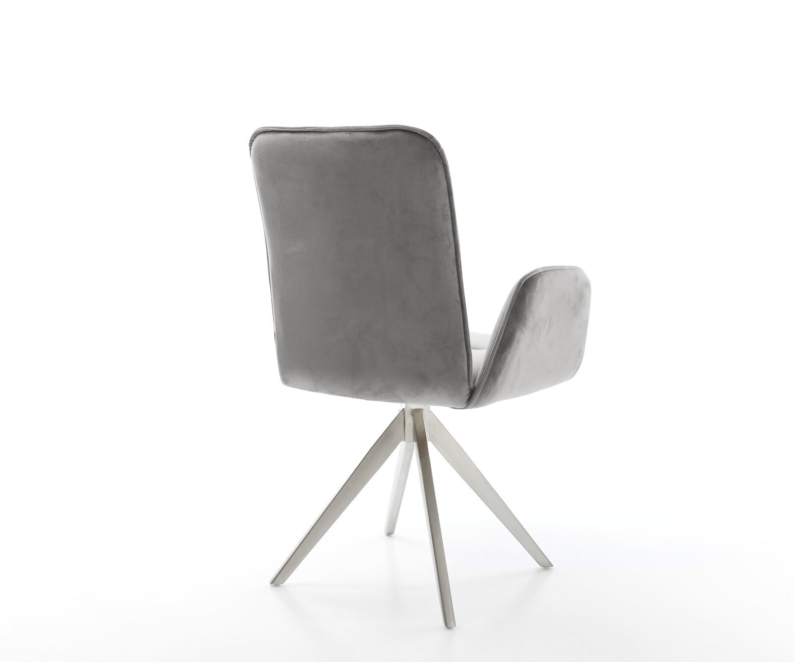 Chaise-de-salle-à-manger Vinja-Flex velours gris pied croisé angulaire acier inoxydable brossé 4 Chaise-de-salle-à-manger Vinja-Flex velours gris pied croisé angulaire acier inoxydable brossé 4