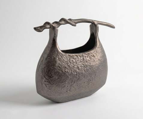Vase Ramea l43 x P17 x H35 cm Aluminium Hämatit Moulé