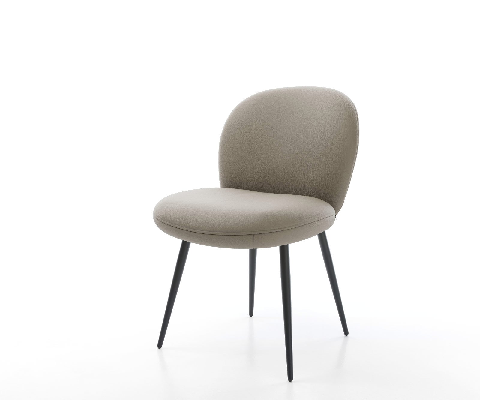 Chaise-de-salle-à-manger Nube-Flex cuir de vache couleur boue 4 pieds coniques noir ressorts ensachés 1