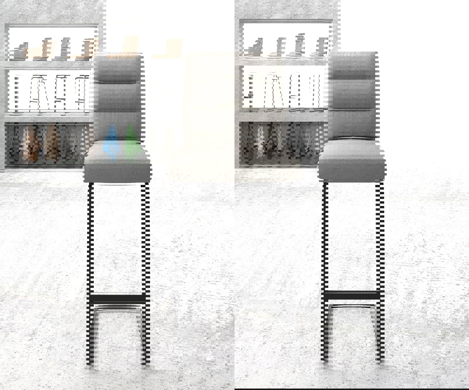 Chaise-de-bar Pela-Flex rayures gris clair chaise cantilever métal plat 1
