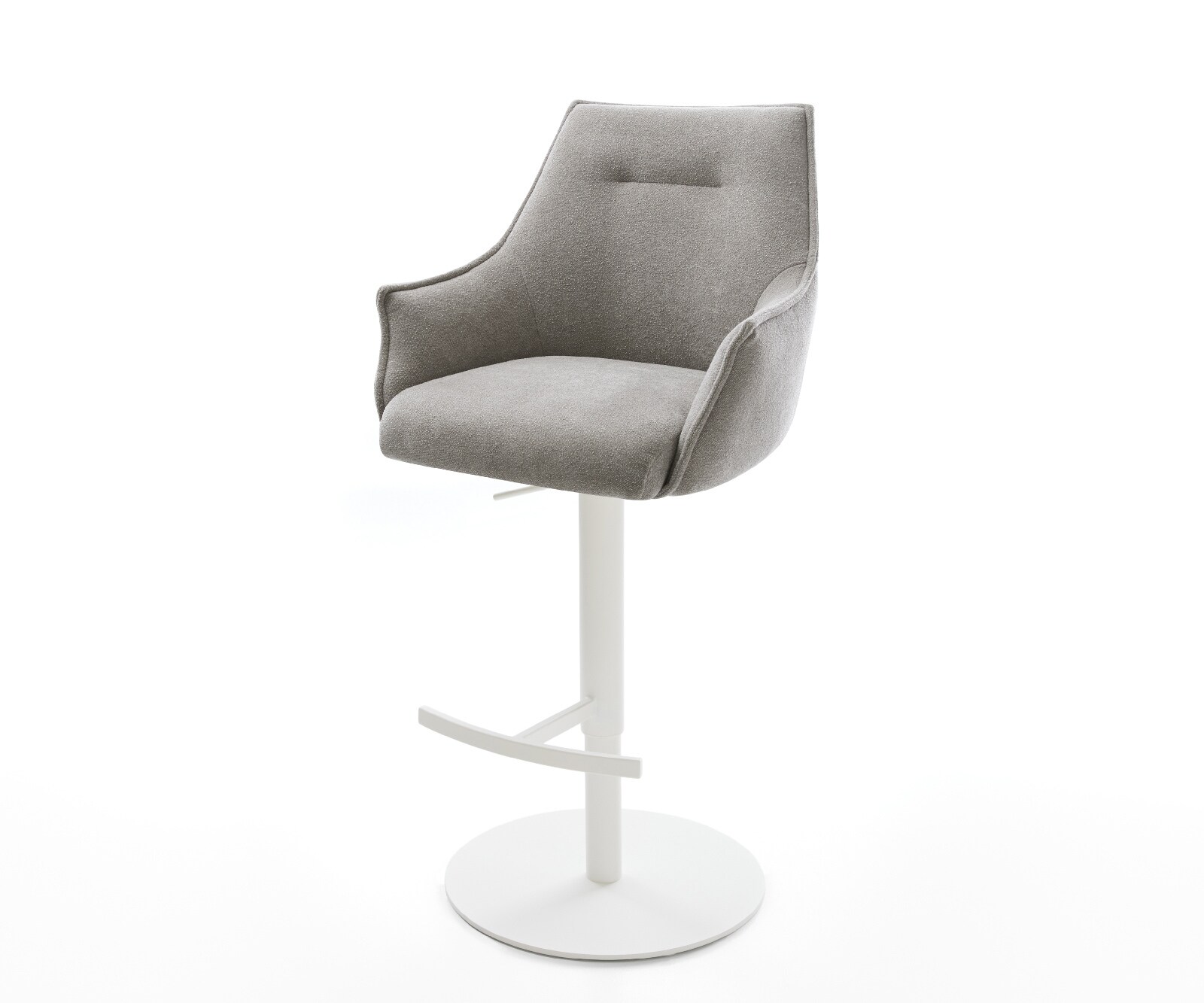 Chaise-de-bar Alja-Flex Tissu structuré doux Gris Pied pivotant réglable en hauteur blanc Blanc Ressort ensaché 1
