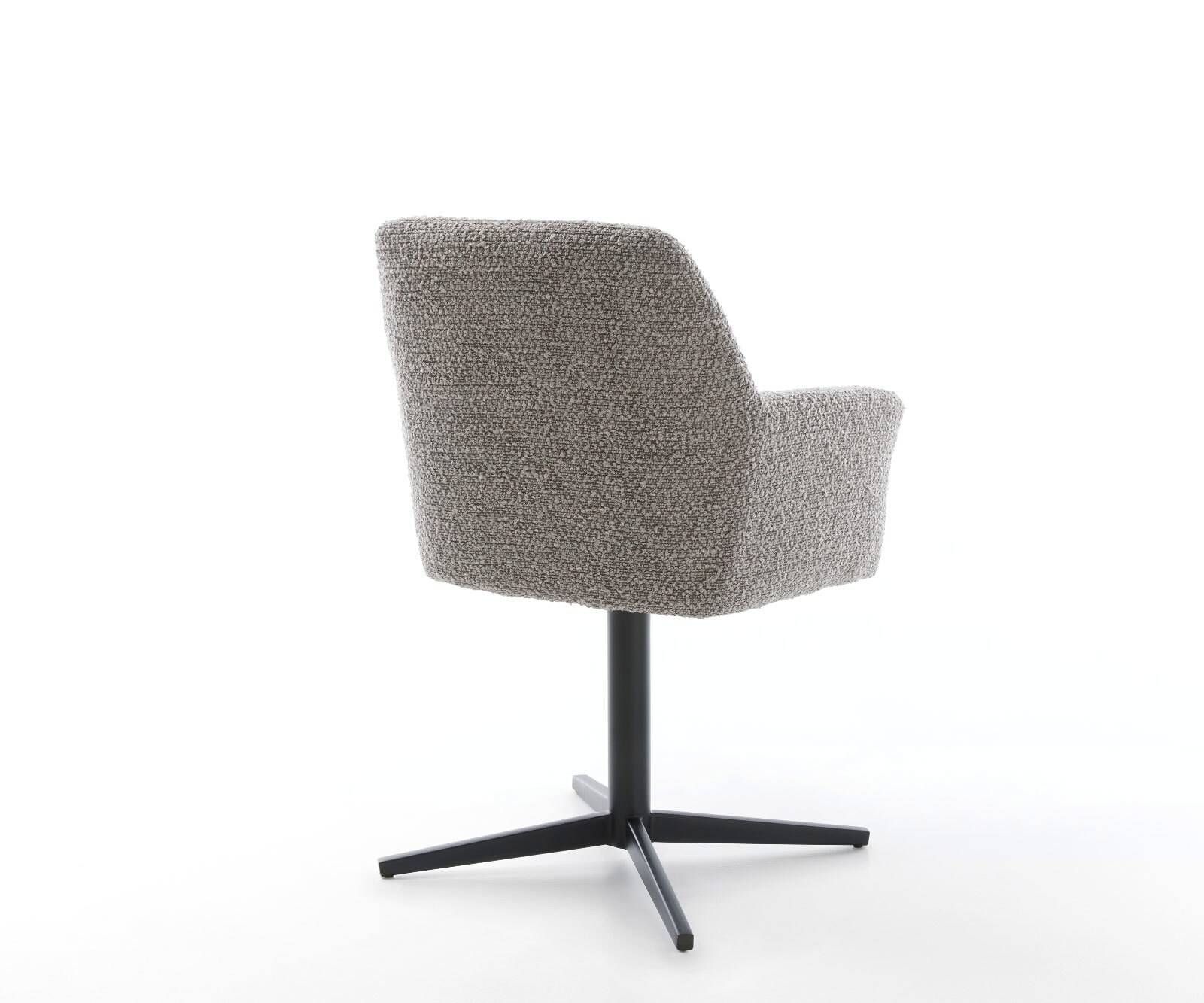Chaise-pivotante Xana-Flex avec accoudoirs bouclé gris argenté pied de chaise 4 branches noir pivotement sur 360° ressorts ensachés 4