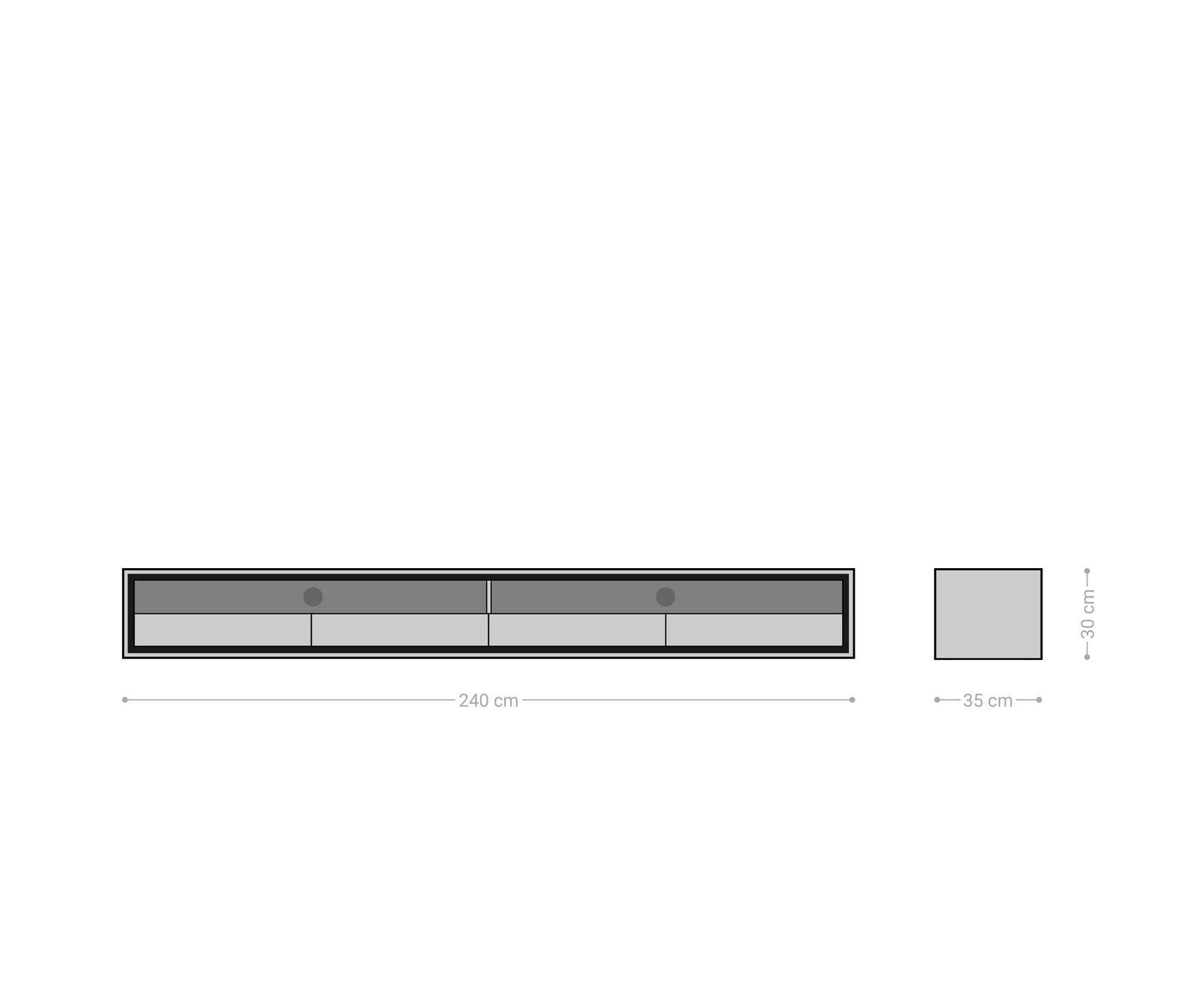 Buffet bas Stonegrace 240 cm acacia nature 2 compartiments 4 tiroirs placage en pierre flottant 6